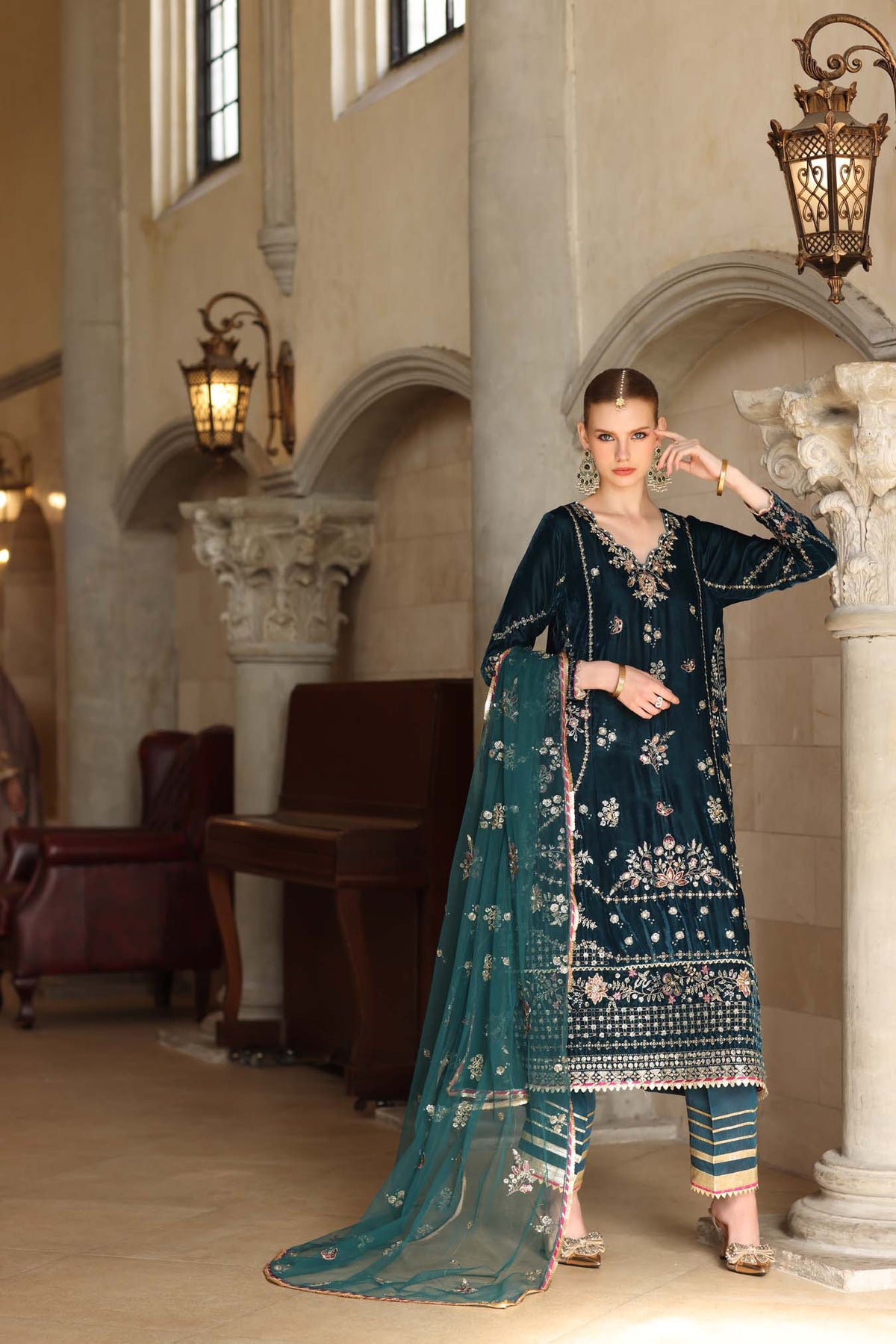 Noor by Saadia Asad | Handcrafted Velvet 25 | Andaleeb by Noor by Saadia Asad - Designer Dress - Type : Ladies Clothes - Available at Libayah - 100% Original 