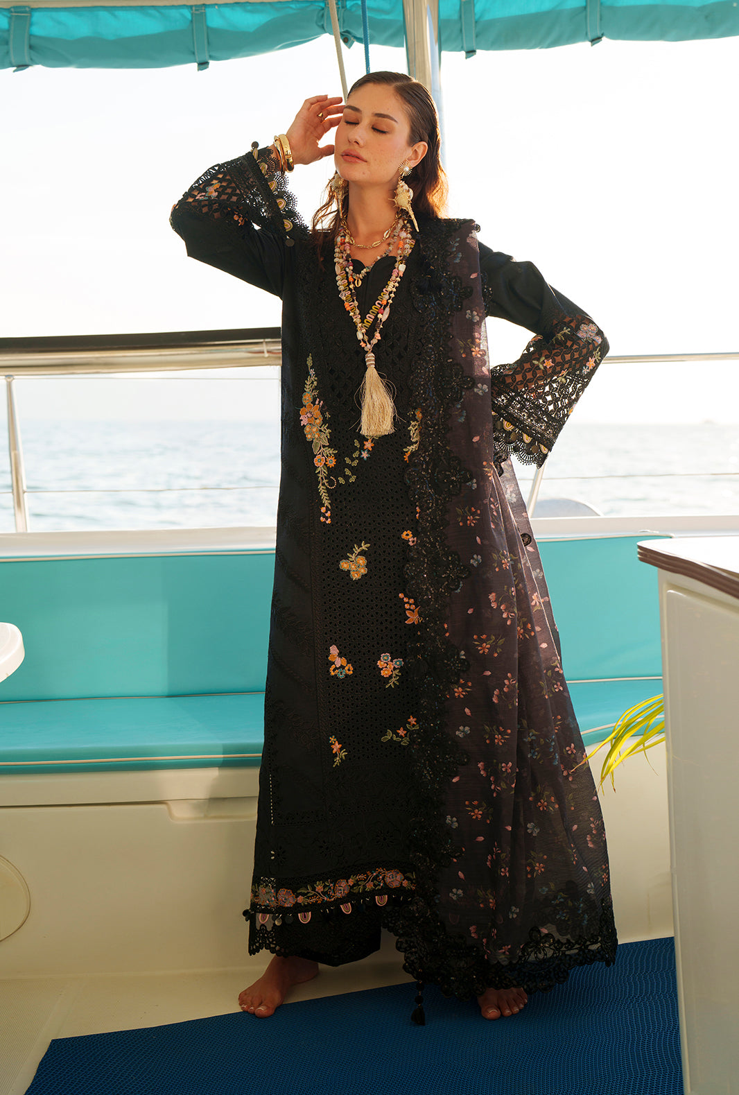 AJR Couture | Evara Luxury Lawn | Riela - Designer Dress - Type : Ladies Clothes - Available at Libayah - 100% Original