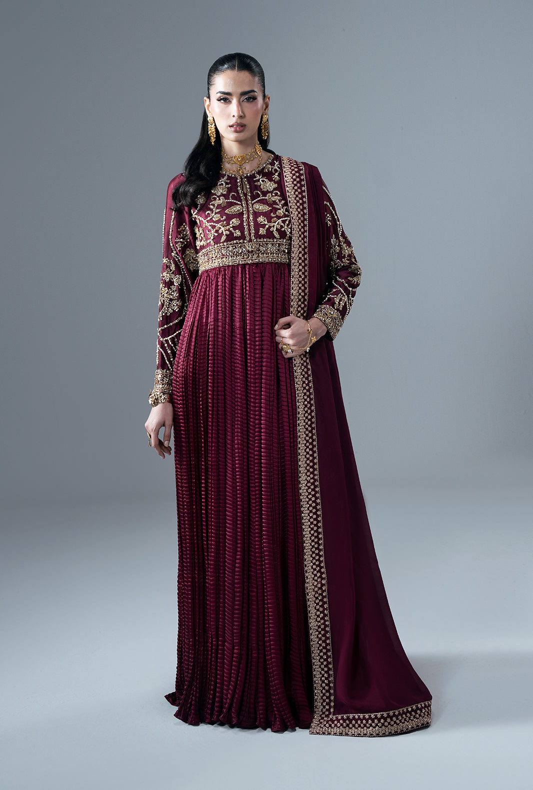 Ajr Couture | Symphony Pret 26 | Carmine by Ajr Couture - Designer Dress  - Type : Ladies Clothes - Available at Libayah - 100% Original 
