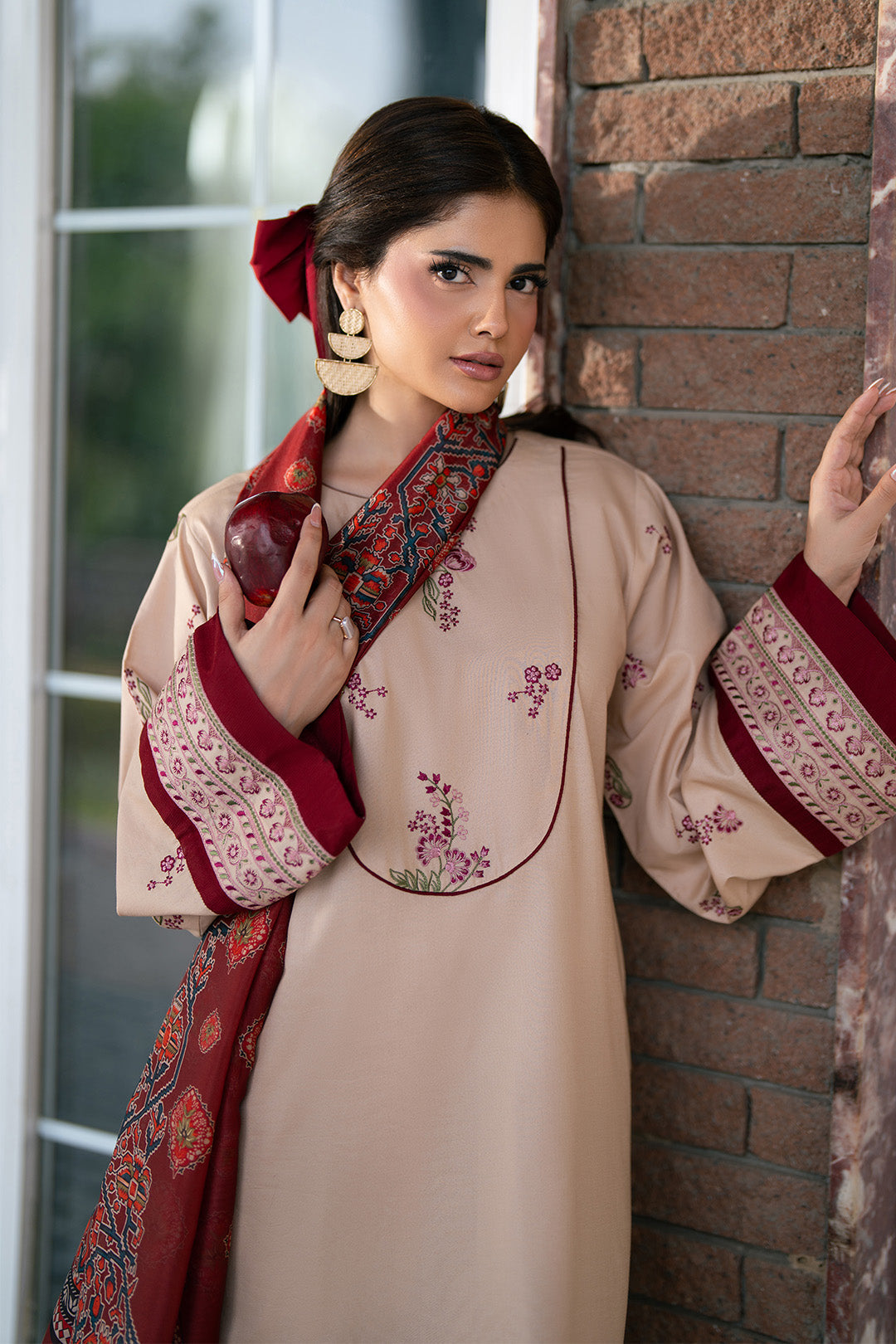 Alizeh | Printed Lawn | AF-EL-7078-Tan by Alizeh - Designer Dress  - Type : Ladies Clothes - Available at Libayah - 100% Original 