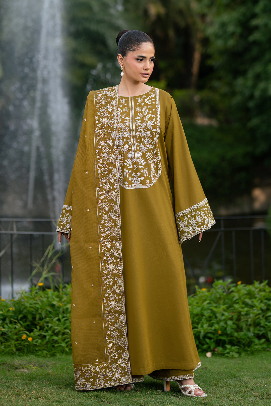 Alizeh | Printed Lawn | AF-EL-7075-Moss by Alizeh - Designer Dress  - Type : Ladies Clothes - Available at Libayah - 100% Original 