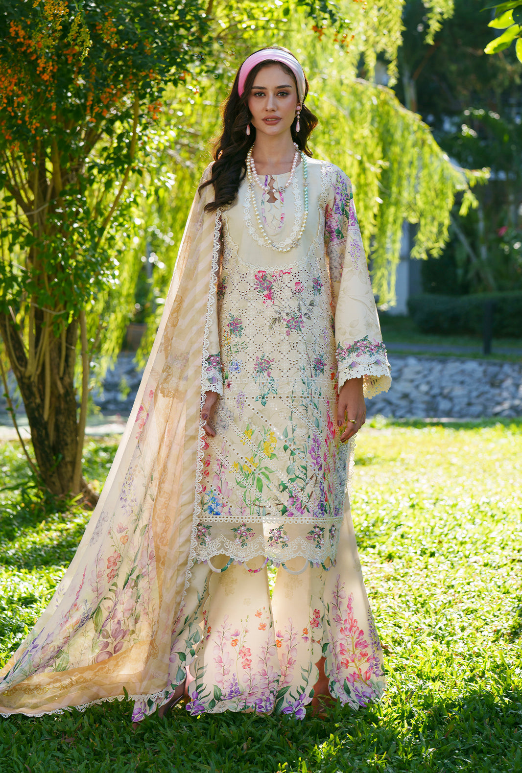 AJR Couture | Printed Chikankari 26 | Lila - Designer Dress - Type : Ladies Clothes - Available at Libayah - 100% Original