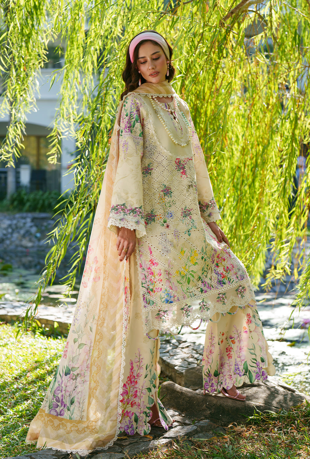 AJR Couture | Printed Chikankari 26 | Lila - Designer Dress - Type : Ladies Clothes - Available at Libayah - 100% Original