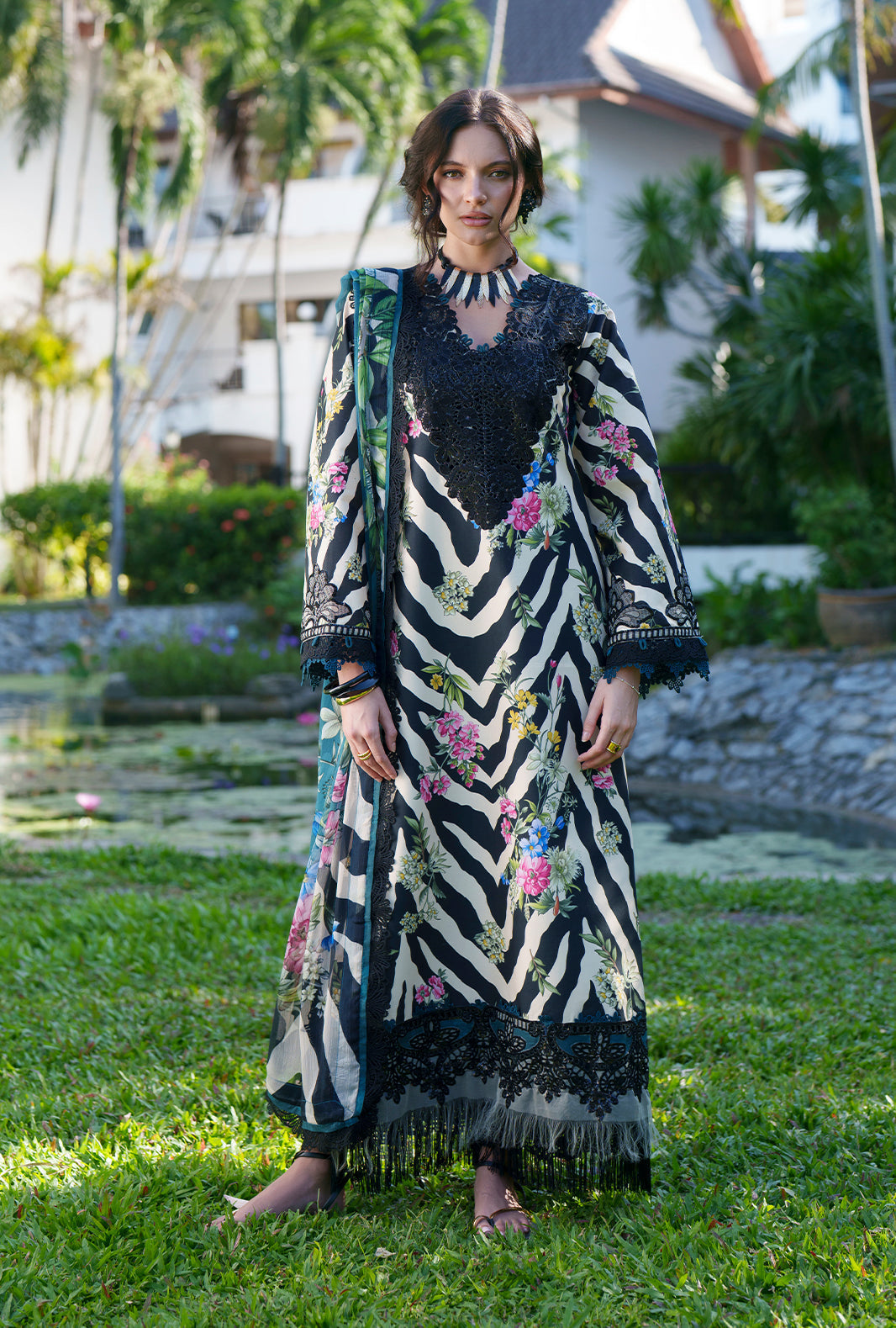 AJR Couture | Printed Chikankari 26 | Iris - Designer Dress - Type : Ladies Clothes - Available at Libayah - 100% Original