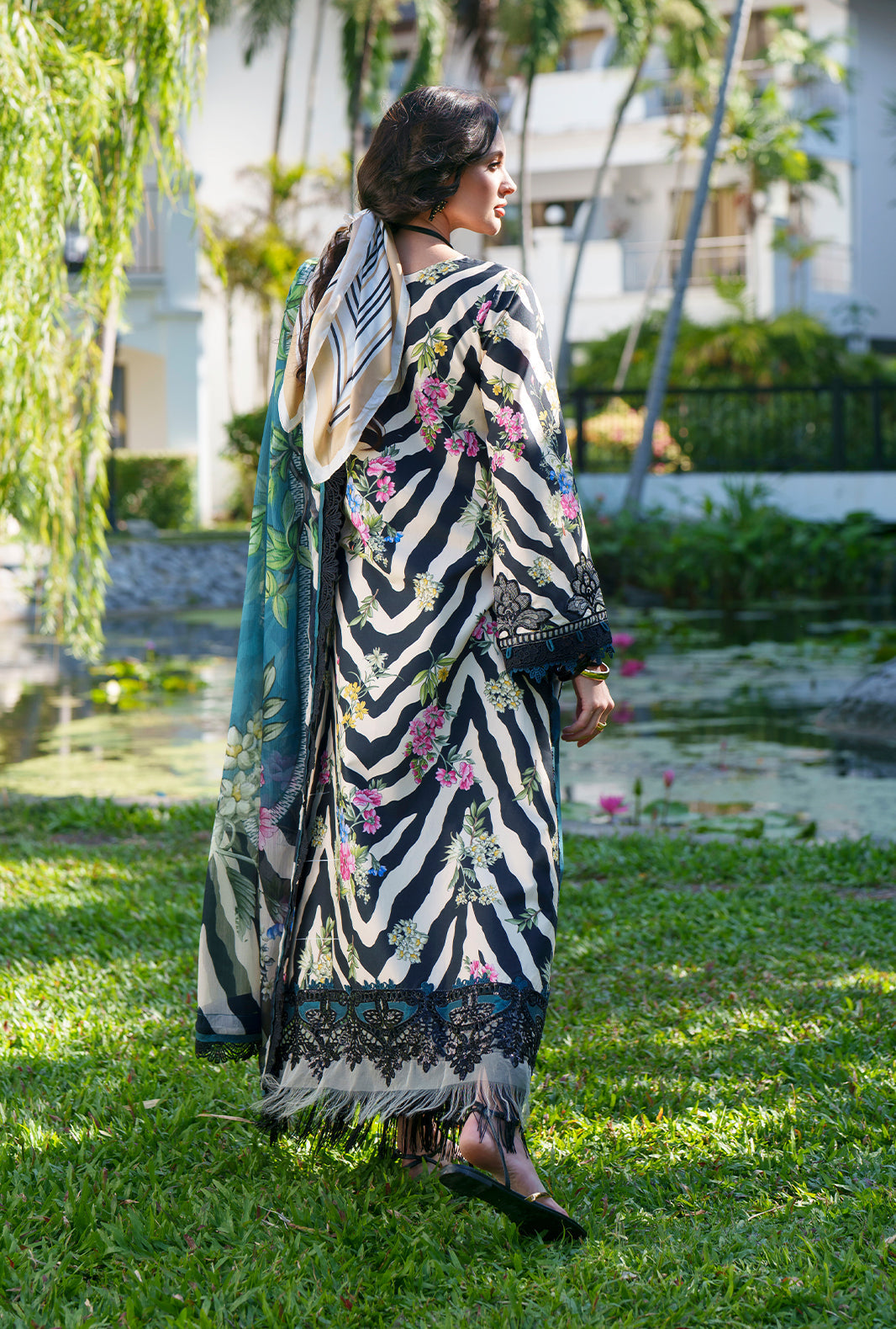 AJR Couture | Printed Chikankari 26 | Iris - Designer Dress - Type : Ladies Clothes - Available at Libayah - 100% Original