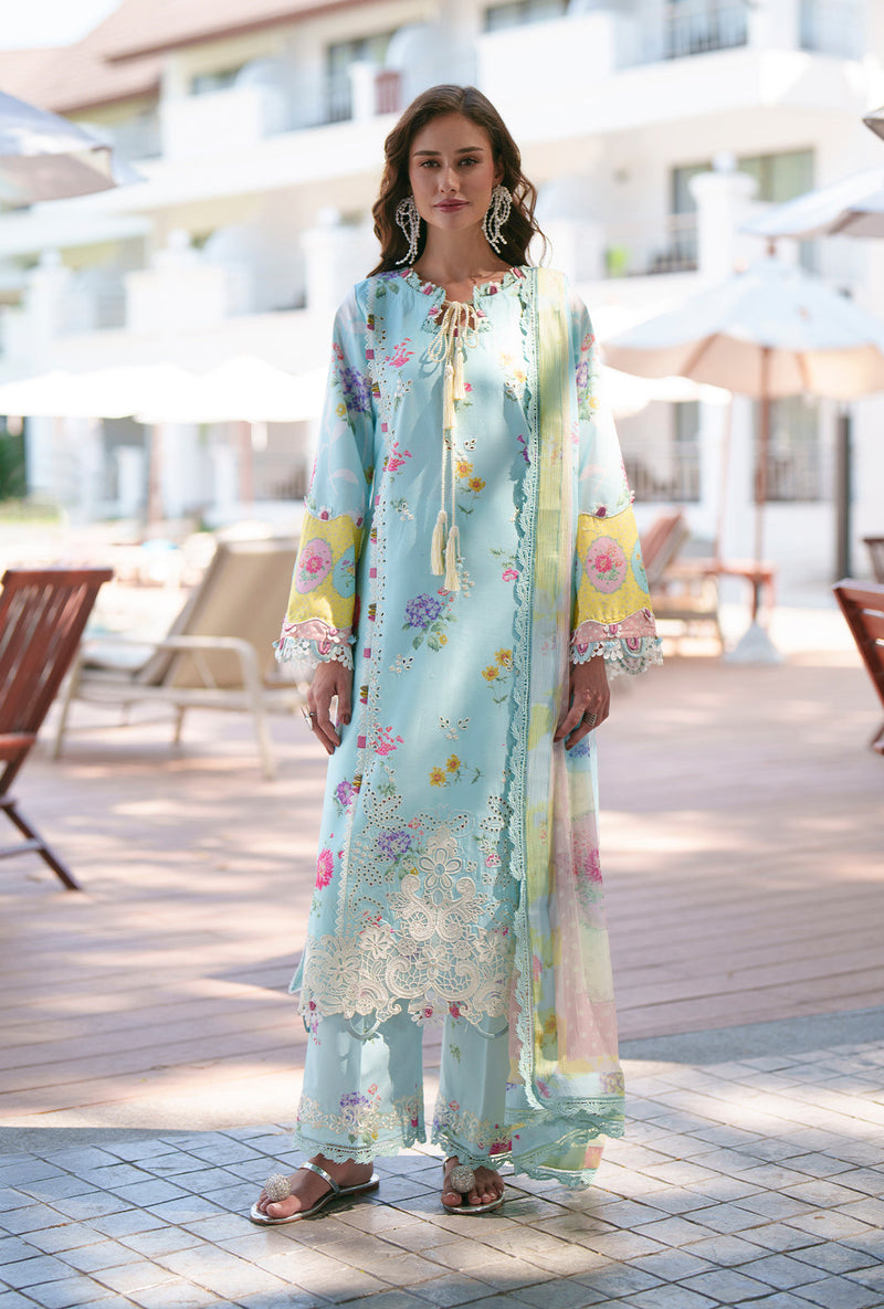 AJR Couture | Printed Chikankari 26 | Azure - Designer Dress - Type : Ladies Clothes - Available at Libayah - 100% Original