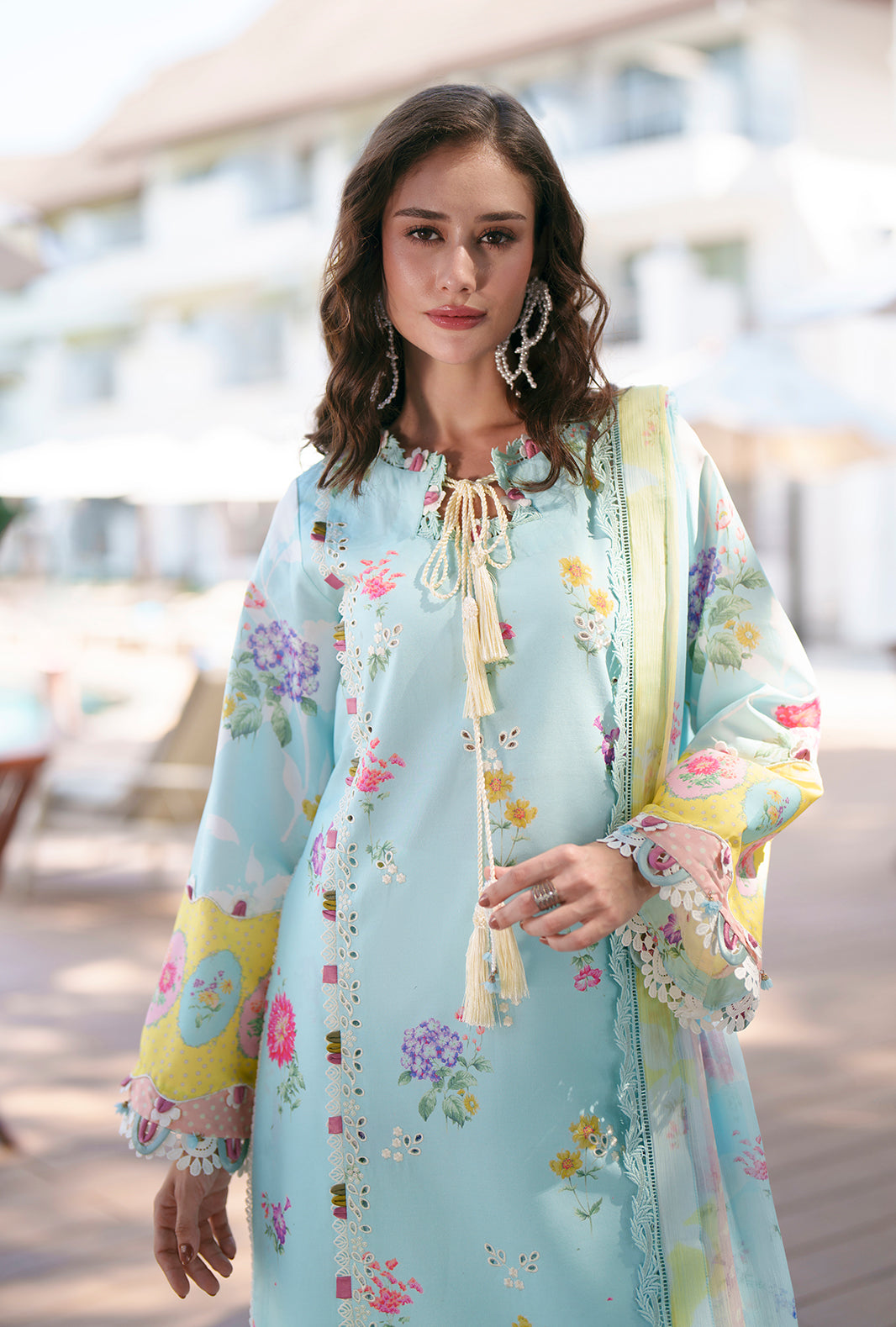 AJR Couture | Printed Chikankari 26 | Azure - Designer Dress - Type : Ladies Clothes - Available at Libayah - 100% Original