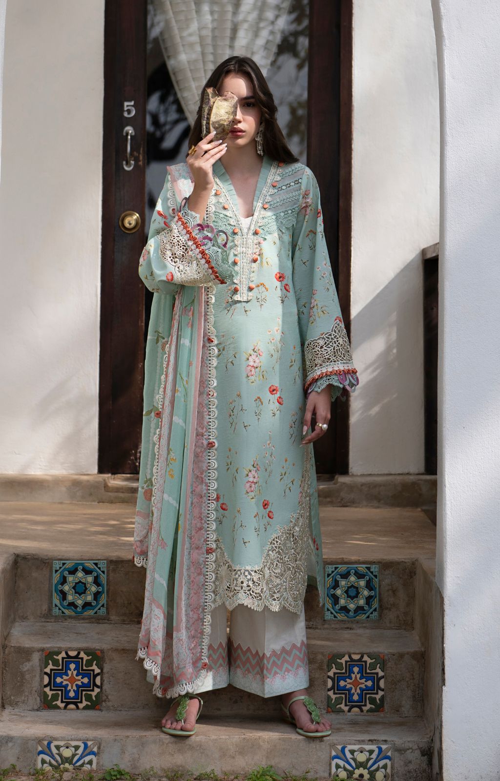 AJR Couture | Printakari Lawn 25 | Aqua by AJR Couture - Designer Dress - Type: Ladies Clothes - Available at Libayah - 100% Original