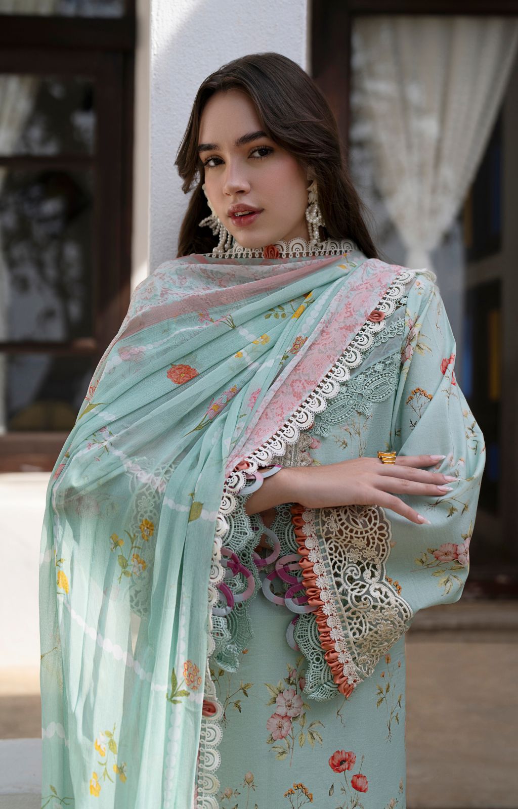AJR Couture | Printakari Lawn 25 | Aqua by AJR Couture - Designer Dress - Type: Ladies Clothes - Available at Libayah - 100% Original