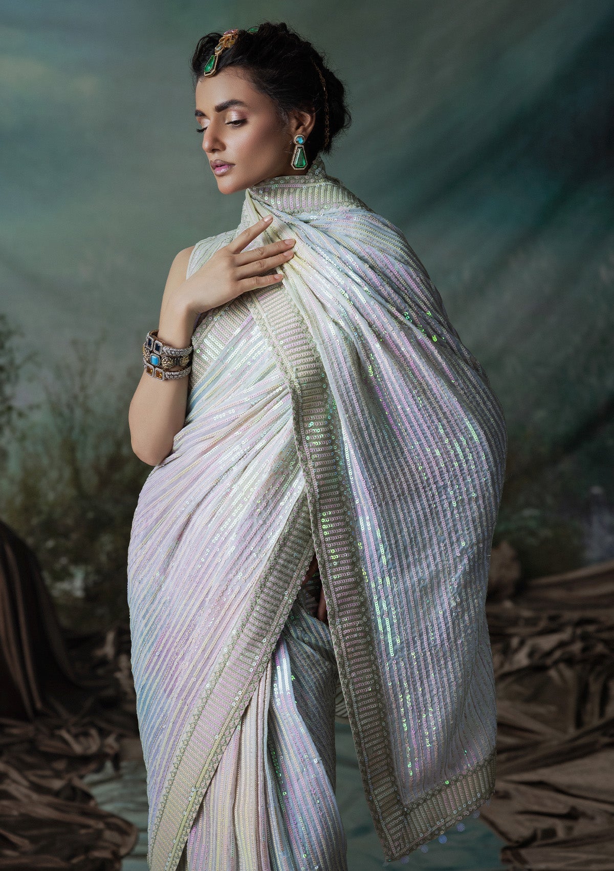 Aik Atelier | Sari Edit 2024 | SARI EDIT '24 VOL. 1 - LOOK 01 by Aik Atelier - Designer Dress - Type: Ladies Clothes - Available at Libayah - 100% Original