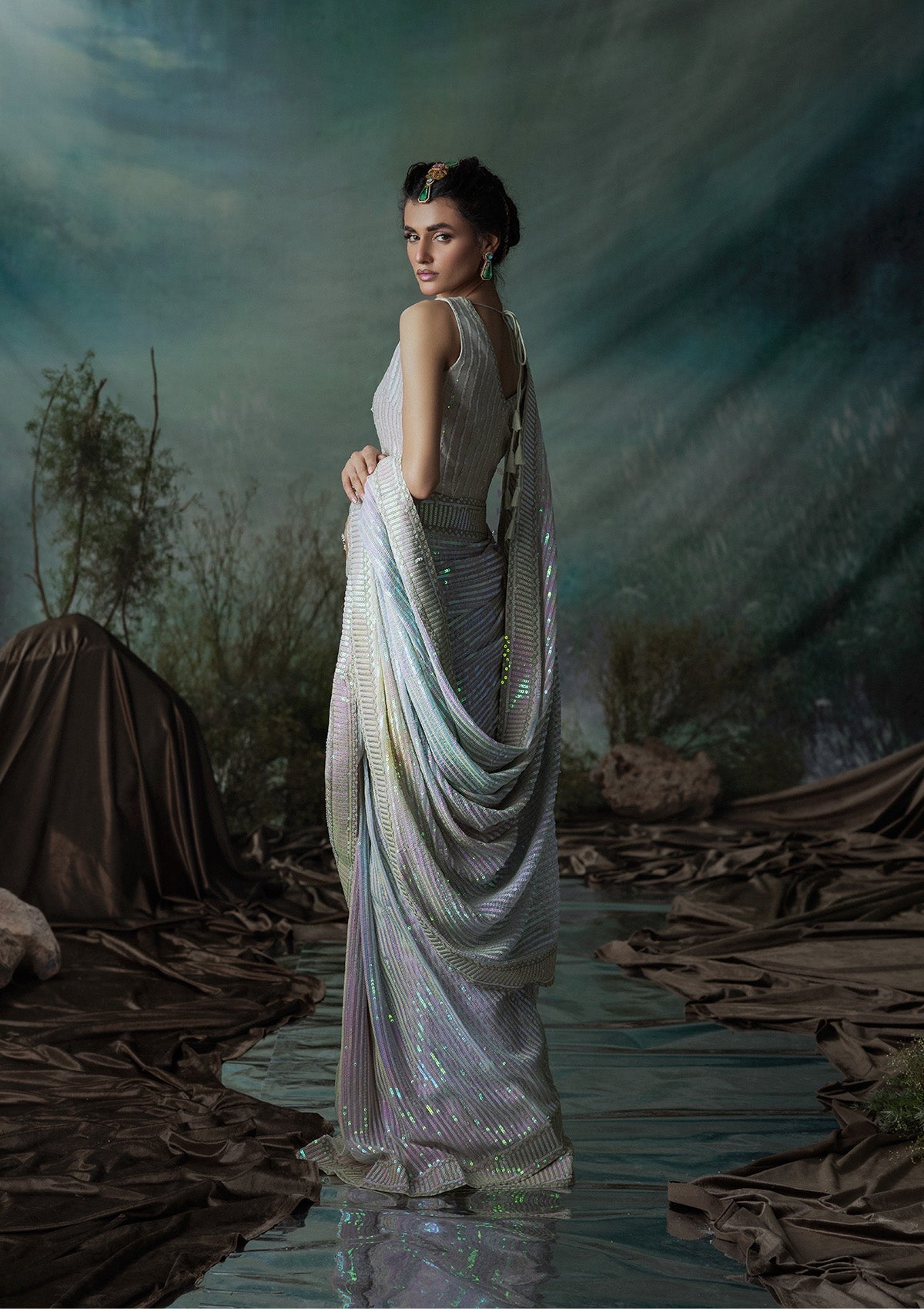 Aik Atelier | Sari Edit 2024 | SARI EDIT '24 VOL. 1 - LOOK 01 by Aik Atelier - Designer Dress - Type: Ladies Clothes - Available at Libayah - 100% Original