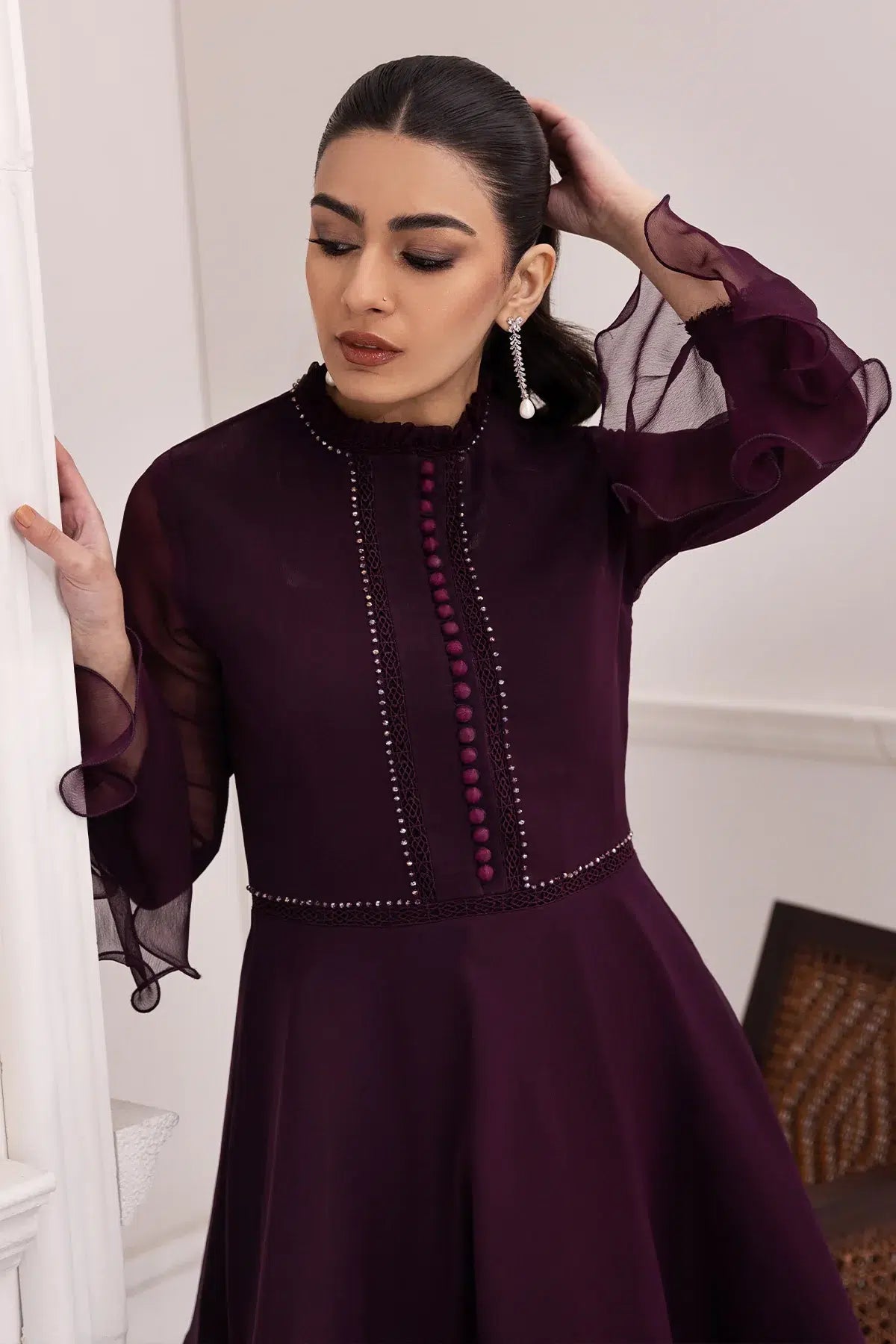 Alizeh | Formals Collection | Purple Frock 2 piece - RTW1001 by Alizeh - Designer Dress - Type: Ladies Clothes - Available at Libayah - 100% Original