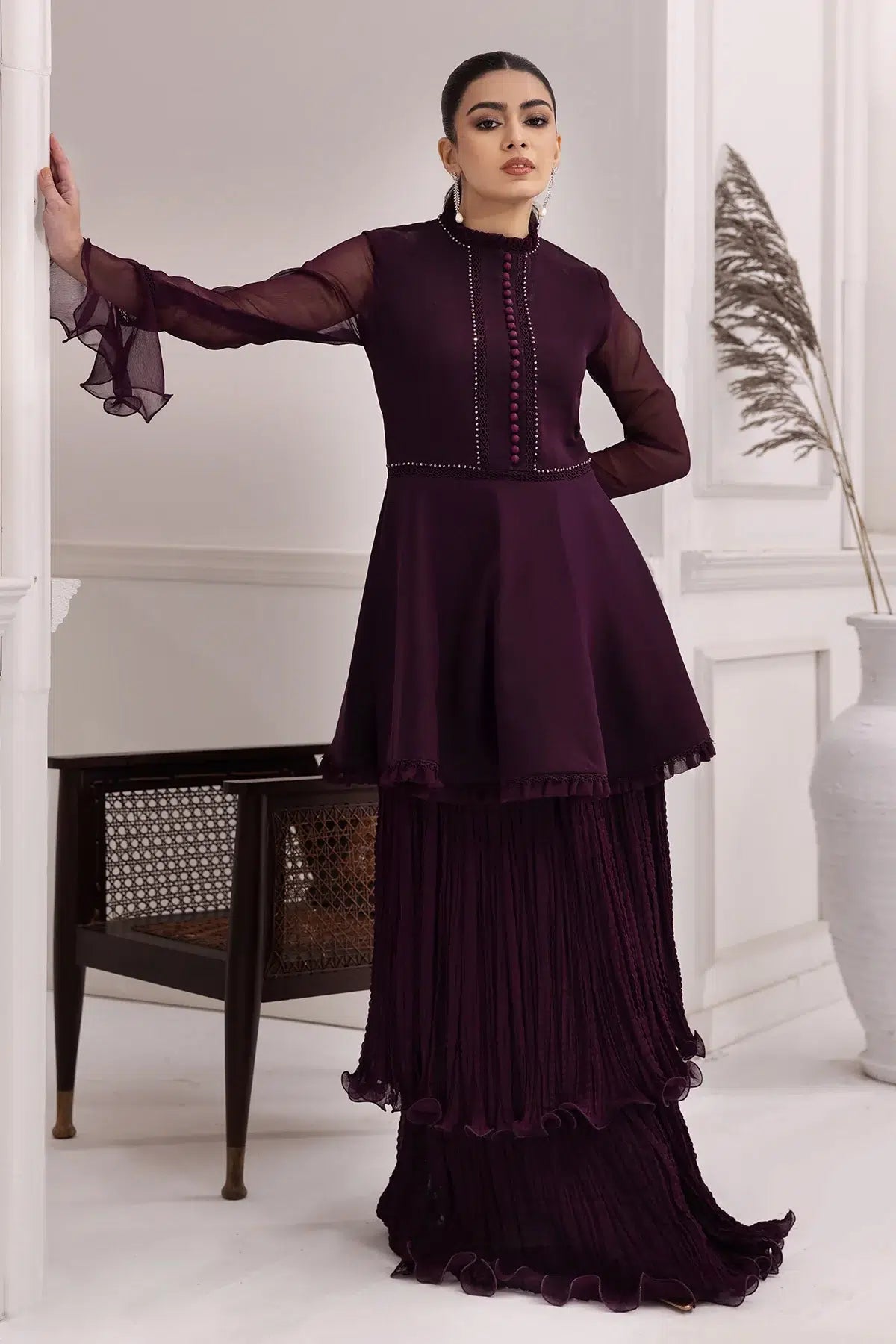 Alizeh | Formals Collection | Purple Frock 2 piece - RTW1001 by Alizeh - Designer Dress - Type: Ladies Clothes - Available at Libayah - 100% Original