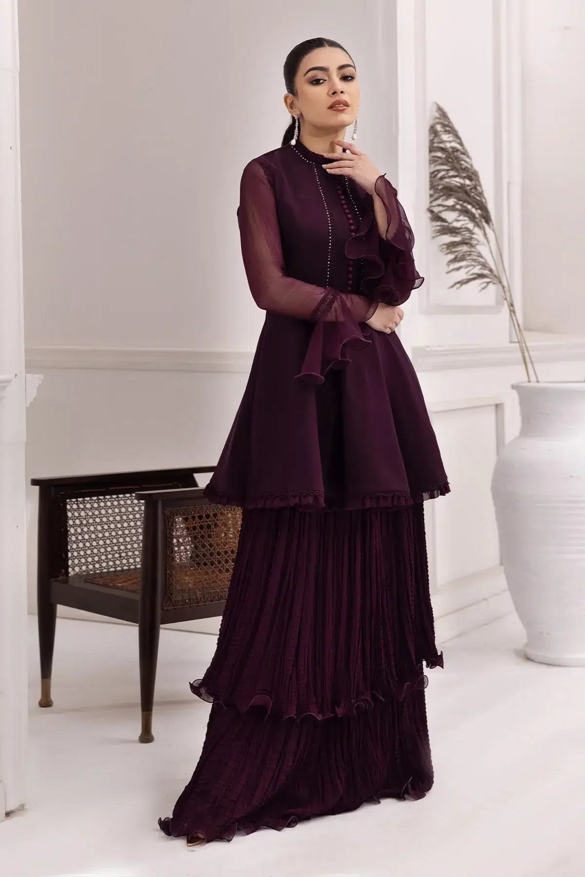 Alizeh | Formals Collection | Purple Frock 2 piece - RTW1001 by Alizeh - Designer Dress - Type: Ladies Clothes - Available at Libayah - 100% Original
