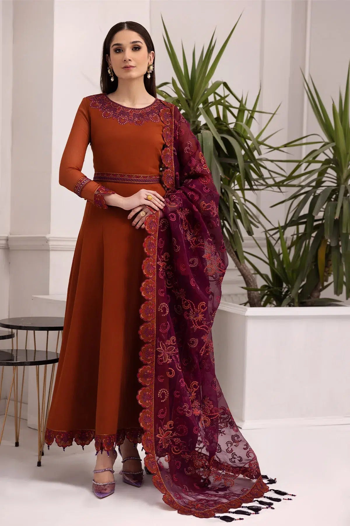Alizeh | Formals Collection | Rust Dress 3 piece - RTW1011 by Alizeh - Designer Dress - Type: Ladies Clothes - Available at Libayah - 100% Original