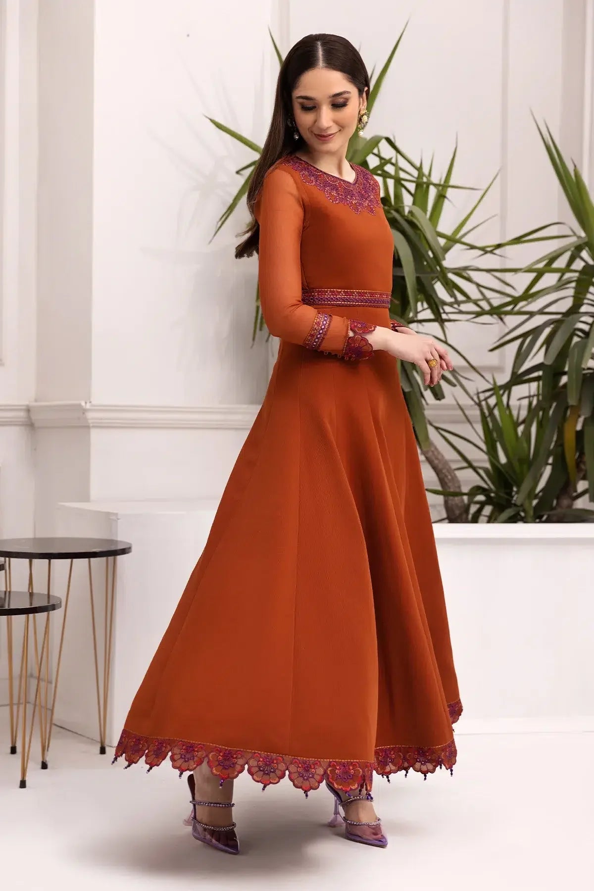Alizeh | Formals Collection | Rust Dress 3 piece - RTW1011 by Alizeh - Designer Dress - Type: Ladies Clothes - Available at Libayah - 100% Original