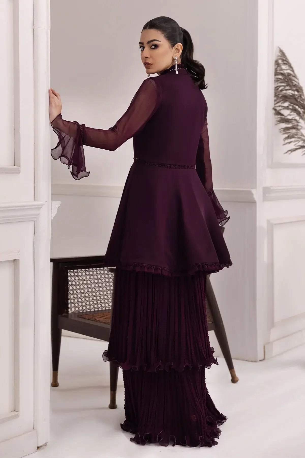 Alizeh | Formals Collection | Purple Frock 2 piece - RTW1001 by Alizeh - Designer Dress - Type: Ladies Clothes - Available at Libayah - 100% Original