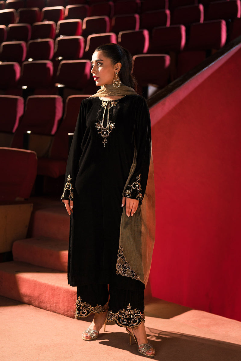 Ammara Khan | Rendezvous Velvet | Statement Noir Velvet Set (D-03) by Ammara Khan - Designer Dress - Type: Ladies Clothes - Available at Libayah - 100% Original