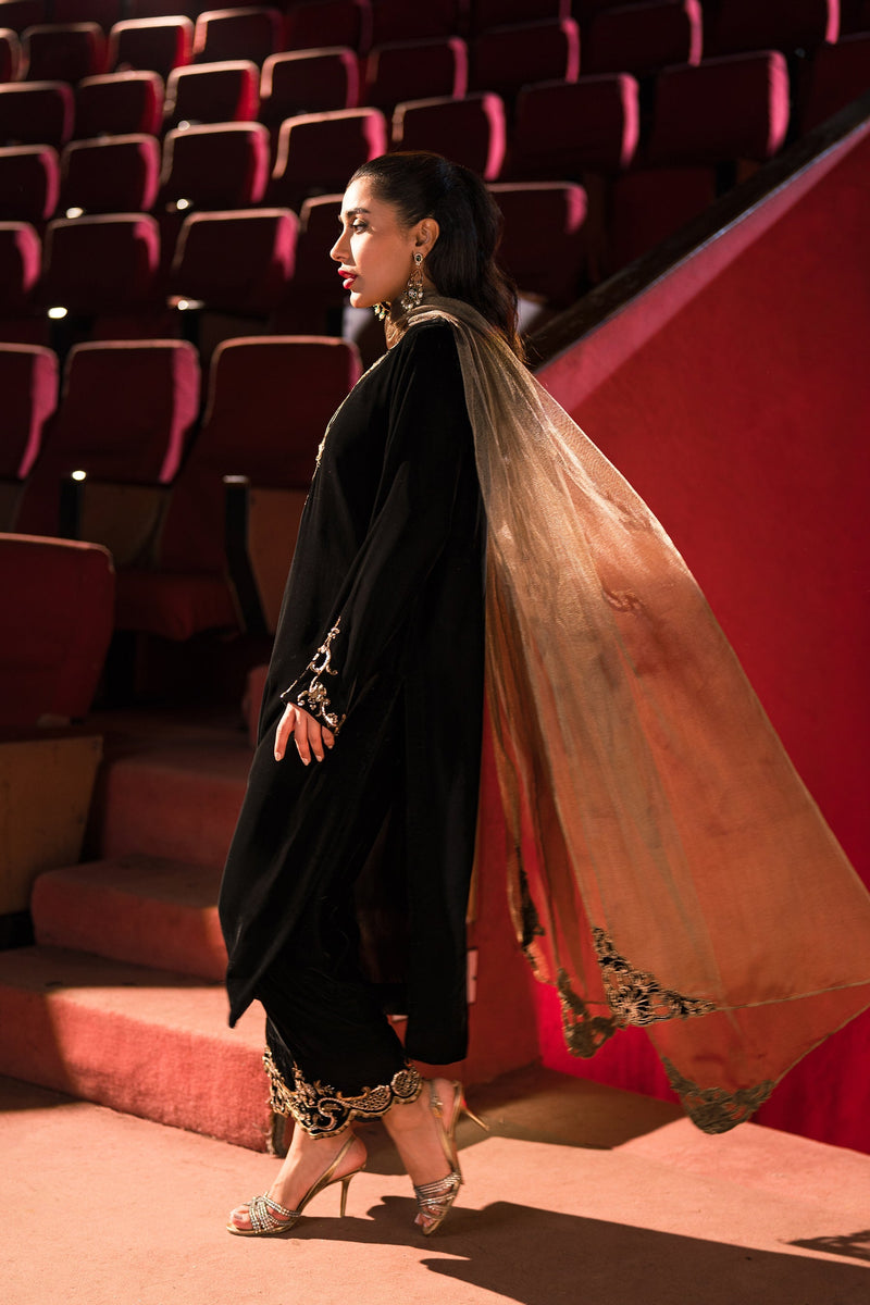 Ammara Khan | Rendezvous Velvet | Statement Noir Velvet Set (D-03) by Ammara Khan - Designer Dress - Type: Ladies Clothes - Available at Libayah - 100% Original