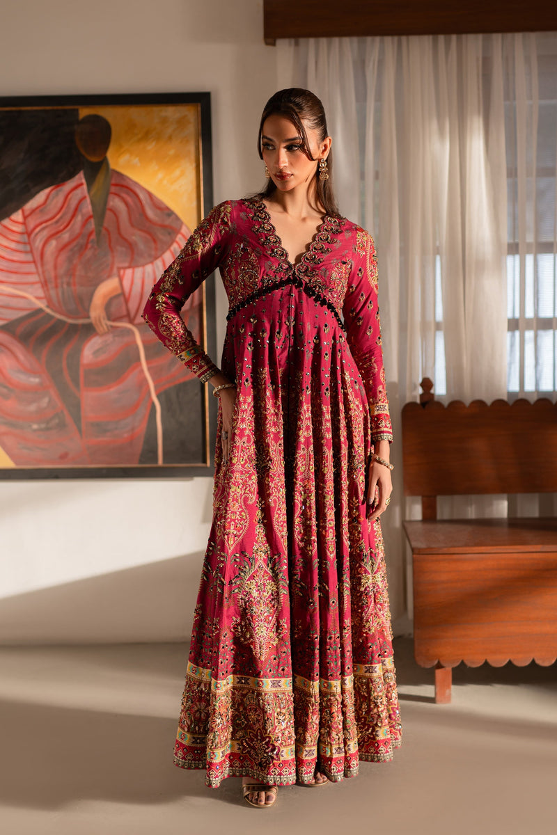 Ammara Khan | Ronaq Luxury Formals | Fuchsia Kalidar Peshwas (D-05) by Ammara Khan - Designer Dress - Type: Ladies Clothes - Available at Libayah - 100% Original