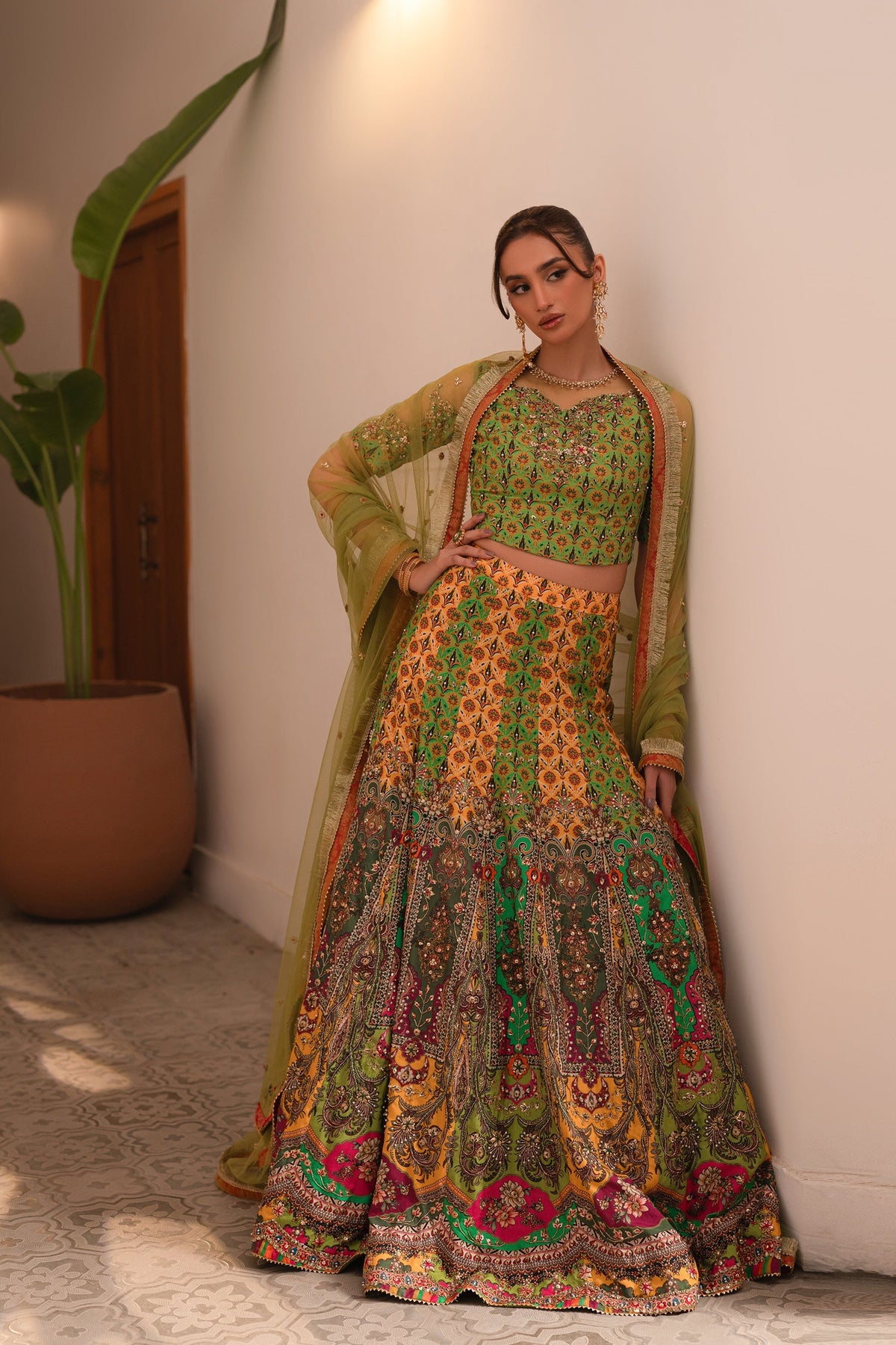 Ammara Khan | Ronaq Luxury Formals | Multi Kali Lehnga Choli (D-06) by Ammara Khan - Designer Dress - Type: Ladies Clothes - Available at Libayah - 100% Original