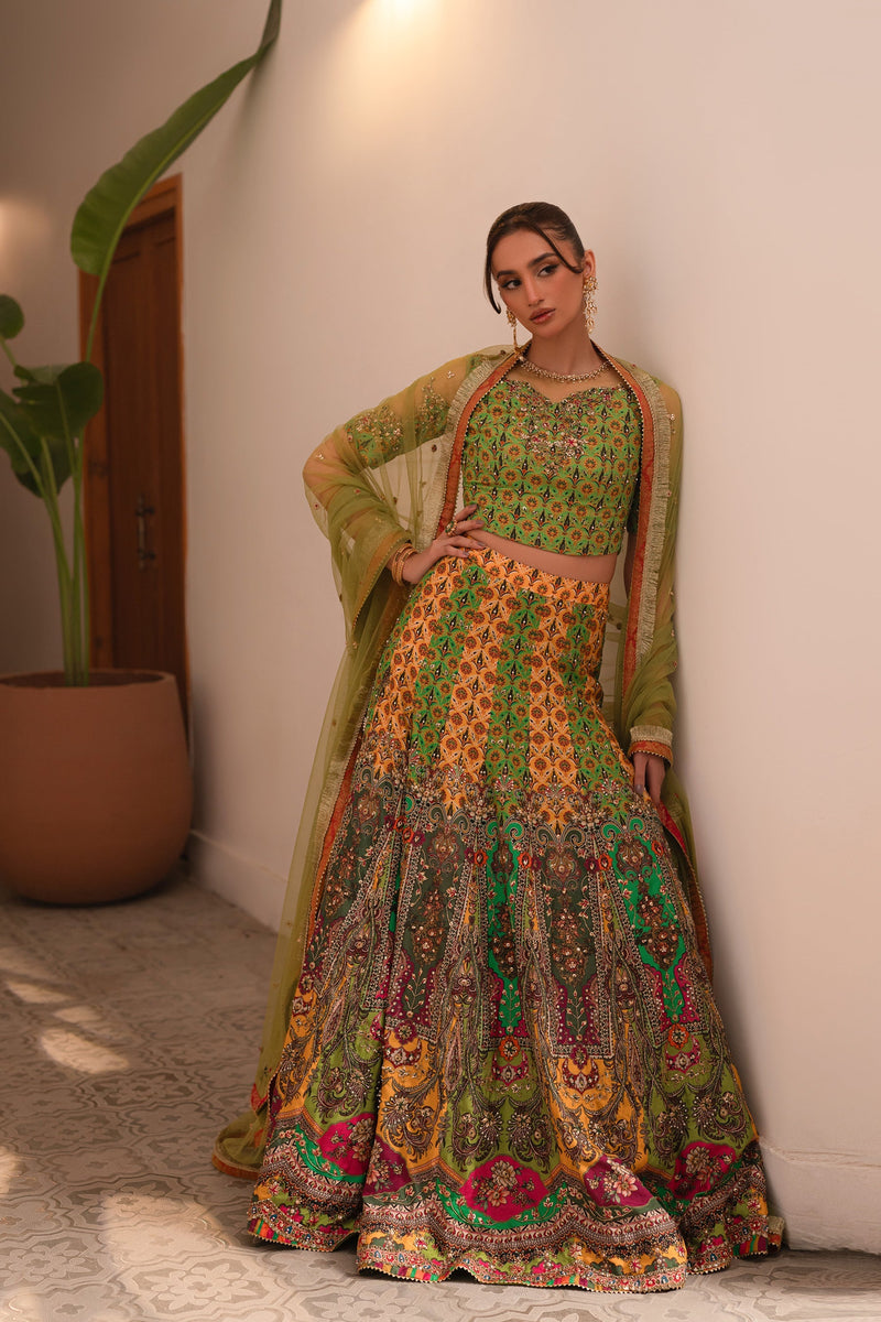 Ammara Khan | Ronaq Luxury Formals | Multi Kali Lehnga Choli (D-06) by Ammara Khan - Designer Dress - Type: Ladies Clothes - Available at Libayah - 100% Original