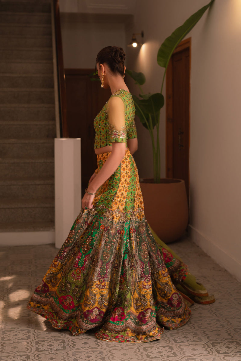 Ammara Khan | Ronaq Luxury Formals | Multi Kali Lehnga Choli (D-06) by Ammara Khan - Designer Dress - Type: Ladies Clothes - Available at Libayah - 100% Original
