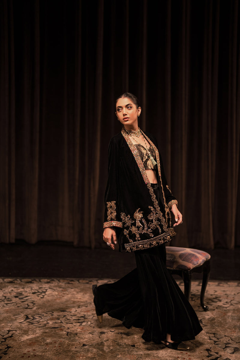 Ammara Khan | Rendezvous Velvet | Gilded Garden Statement Jacket set (D-08) by Ammara Khan - Designer Dress - Type: Ladies Clothes - Available at Libayah - 100% Original