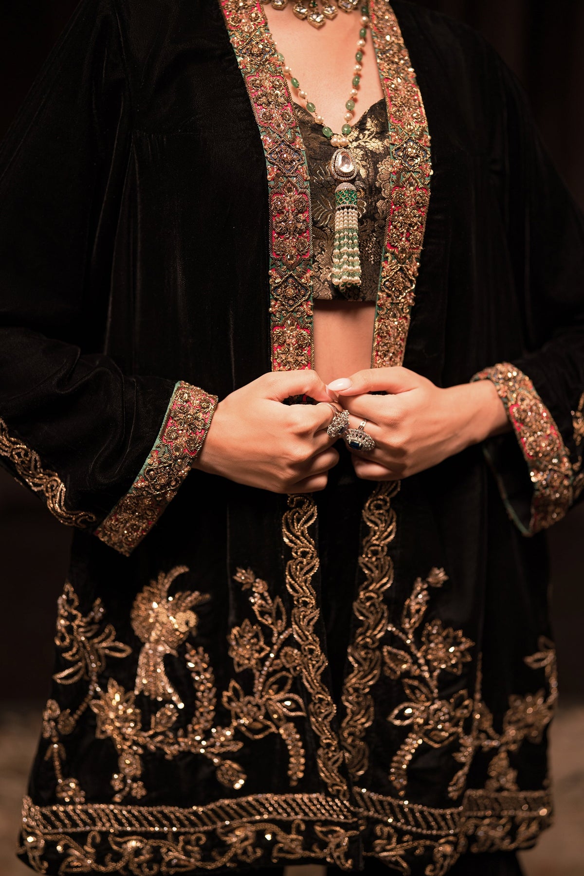 Ammara Khan | Rendezvous Velvet | Gilded Garden Statement Jacket set (D-08) by Ammara Khan - Designer Dress - Type: Ladies Clothes - Available at Libayah - 100% Original