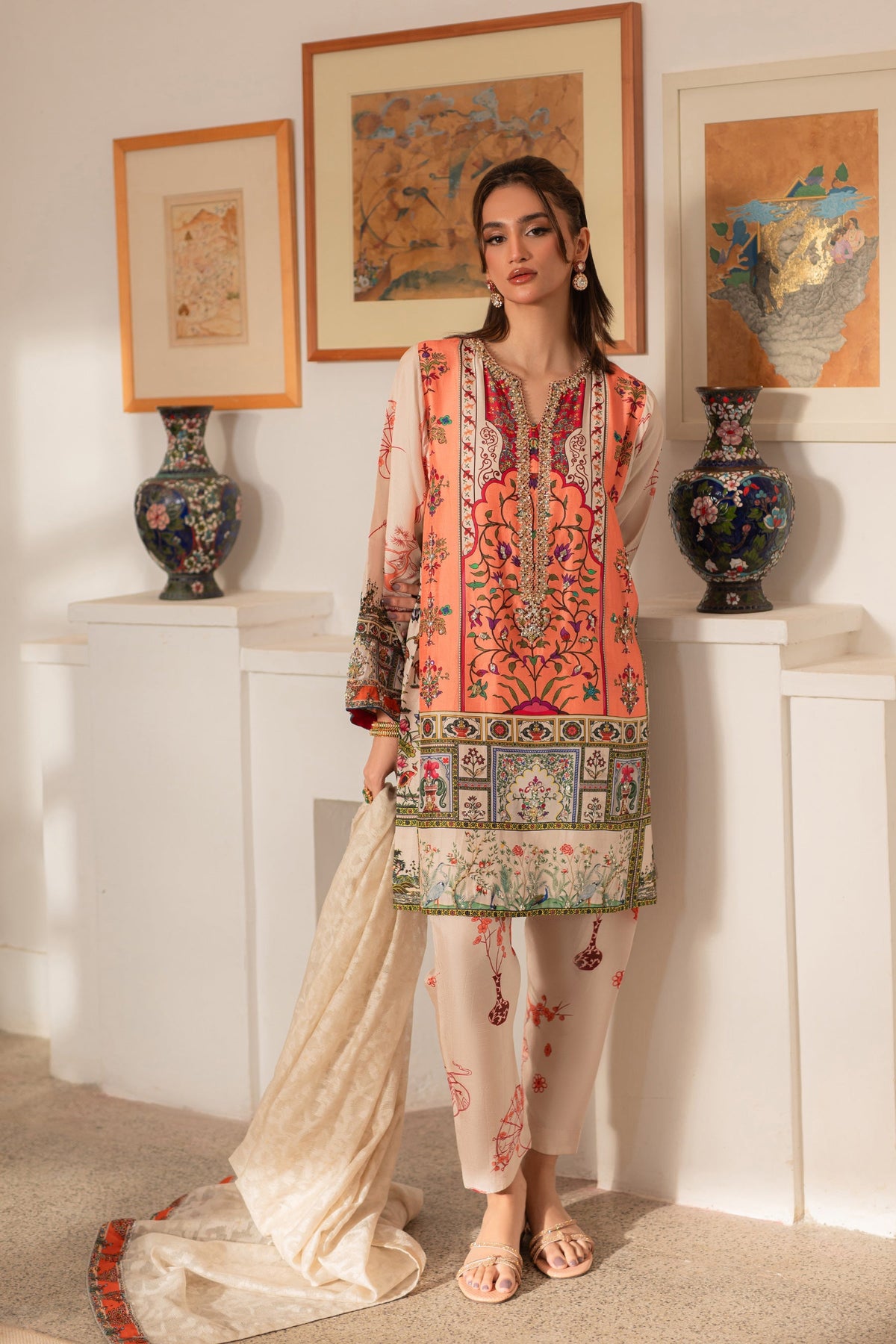 Ammara Khan | Ronaq Luxury Formals | Modern Mughal Kurta Shalwar Set (D-02) by Ammara Khan - Designer Dress - Type: Ladies Clothes - Available at Libayah - 100% Original