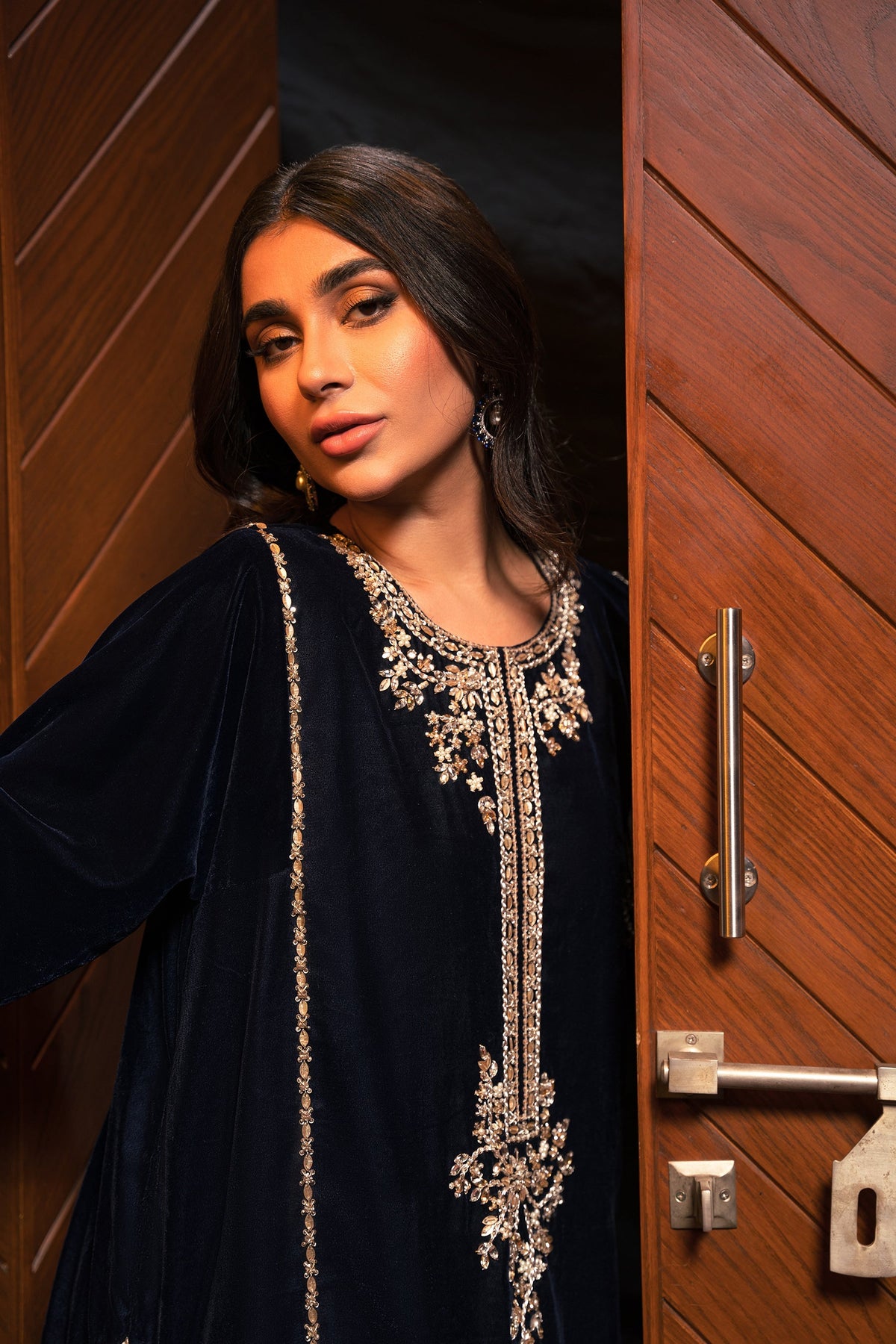 Ammara Khan | Rendezvous Velvet | Midnight Glam Set (D-01) by Ammara Khan - Designer Dress - Type: Ladies Clothes - Available at Libayah - 100% Original