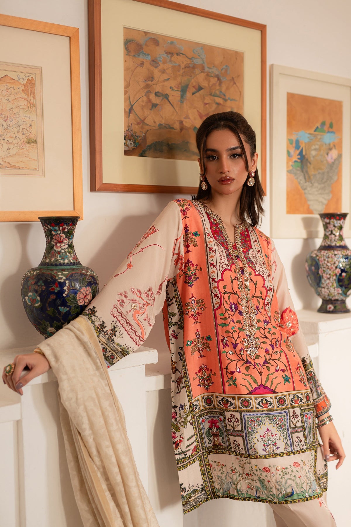 Ammara Khan | Ronaq Luxury Formals | Modern Mughal Kurta Shalwar Set (D-02) by Ammara Khan - Designer Dress - Type: Ladies Clothes - Available at Libayah - 100% Original