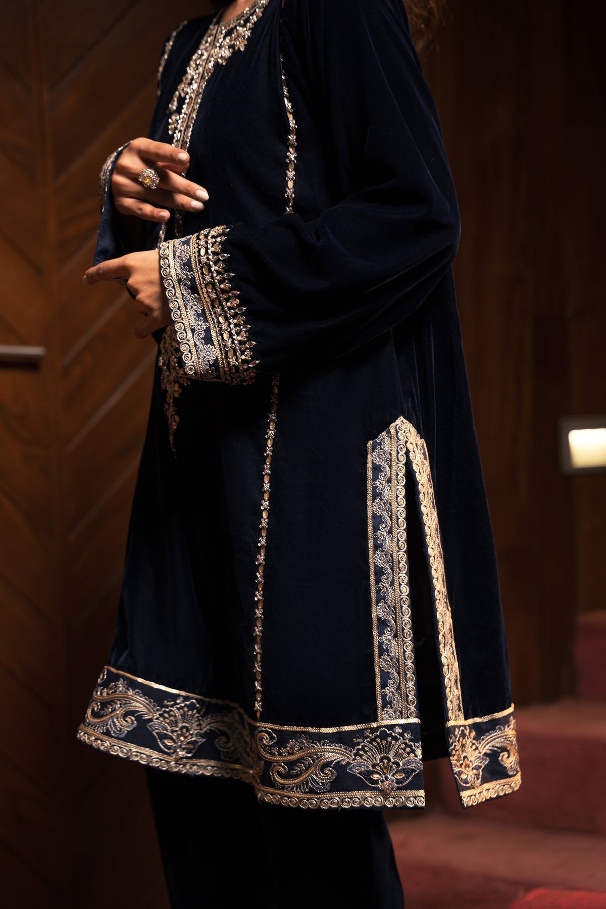 Ammara Khan | Rendezvous Velvet | Midnight Glam Set (D-01) by Ammara Khan - Designer Dress - Type: Ladies Clothes - Available at Libayah - 100% Original