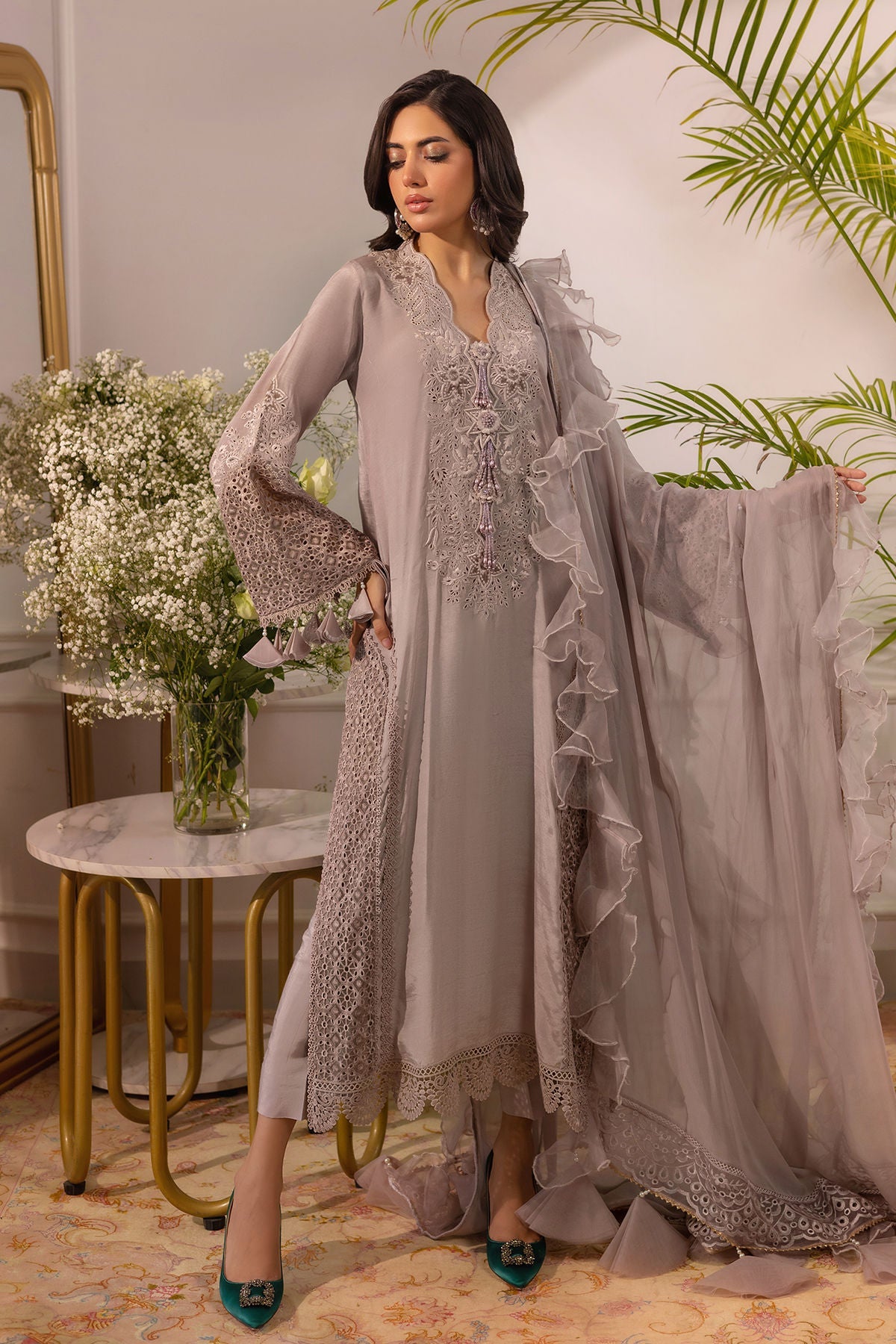 Annus Abrar | Sera Luxury | Ashni - Taupe by Annus Abrar - Designer Dress - Type: Ladies Clothes - Available at Libayah - 100% Original