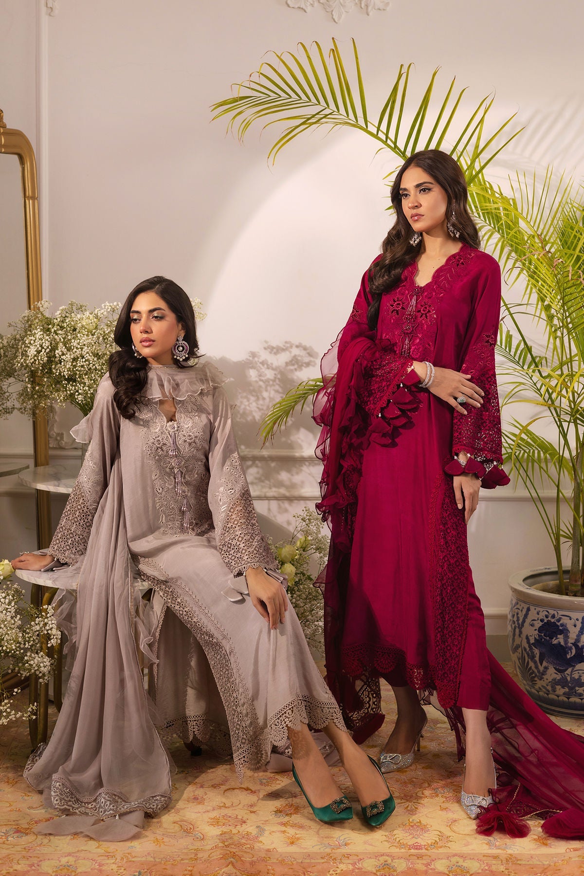 Annus Abrar | Sera Luxury | Ashni - Cranberry by Annus Abrar - Designer Dress - Type: Ladies Clothes - Available at Libayah - 100% Original