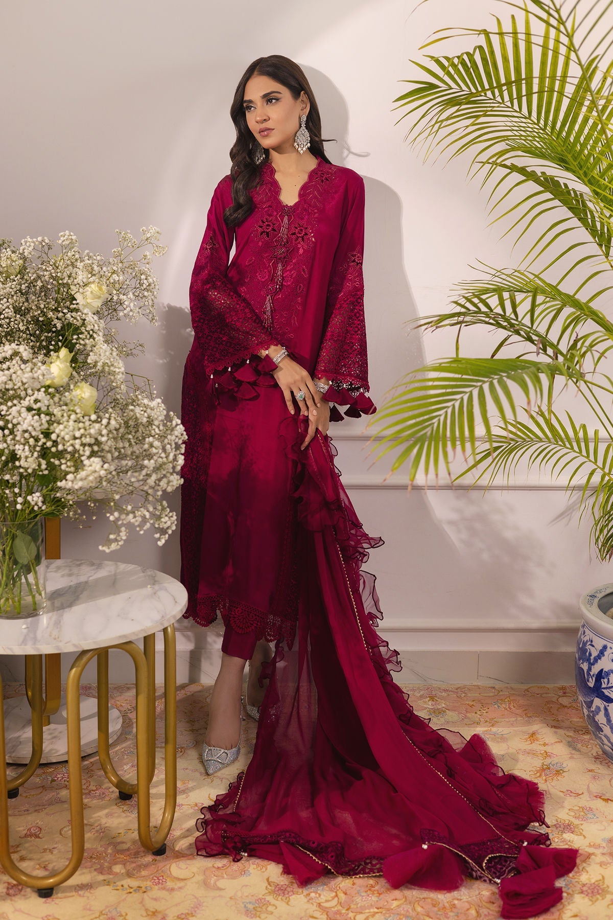 Annus Abrar | Sera Luxury | Ashni - Cranberry by Annus Abrar - Designer Dress - Type: Ladies Clothes - Available at Libayah - 100% Original