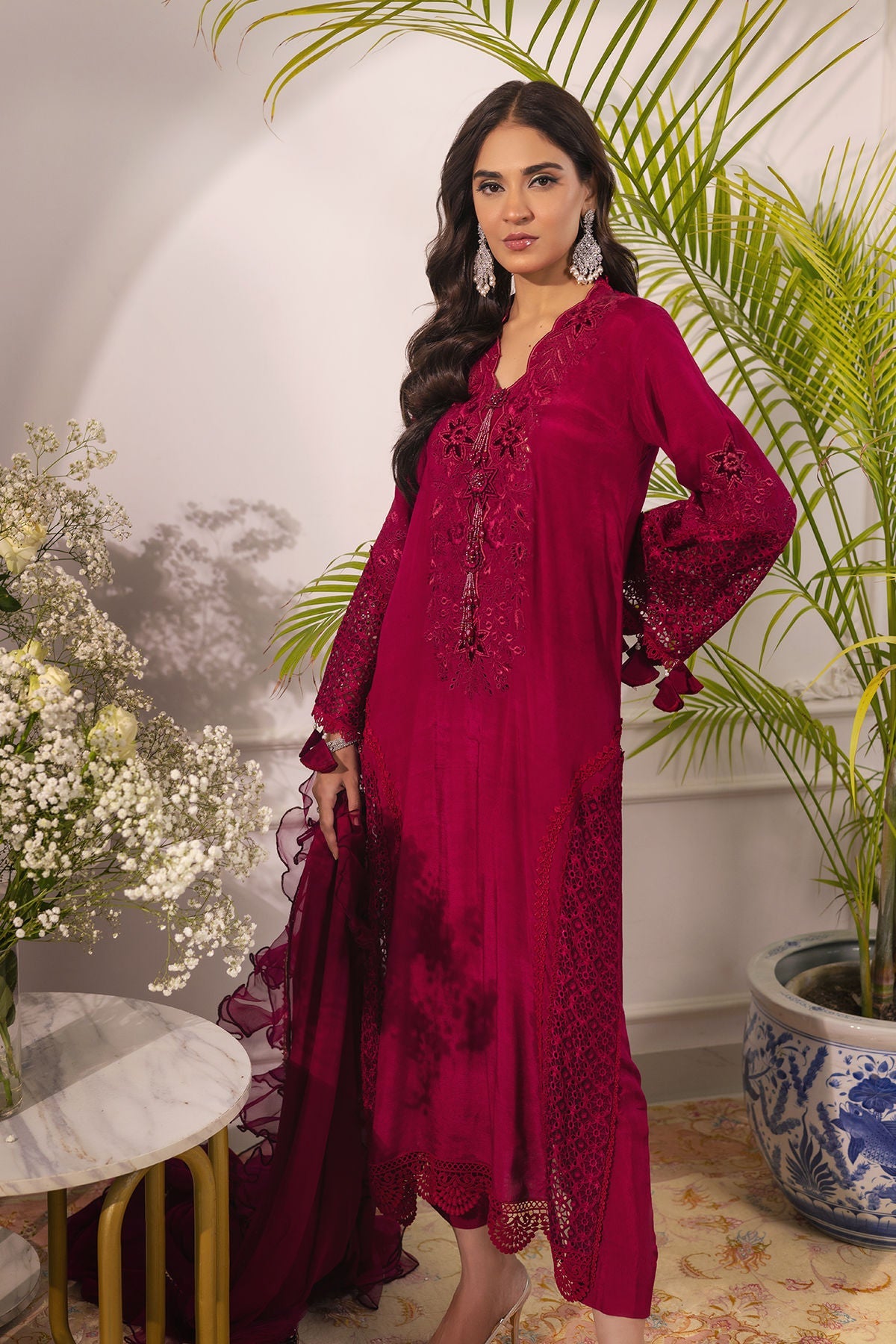 Annus Abrar | Sera Luxury | Ashni - Cranberry by Annus Abrar - Designer Dress - Type: Ladies Clothes - Available at Libayah - 100% Original