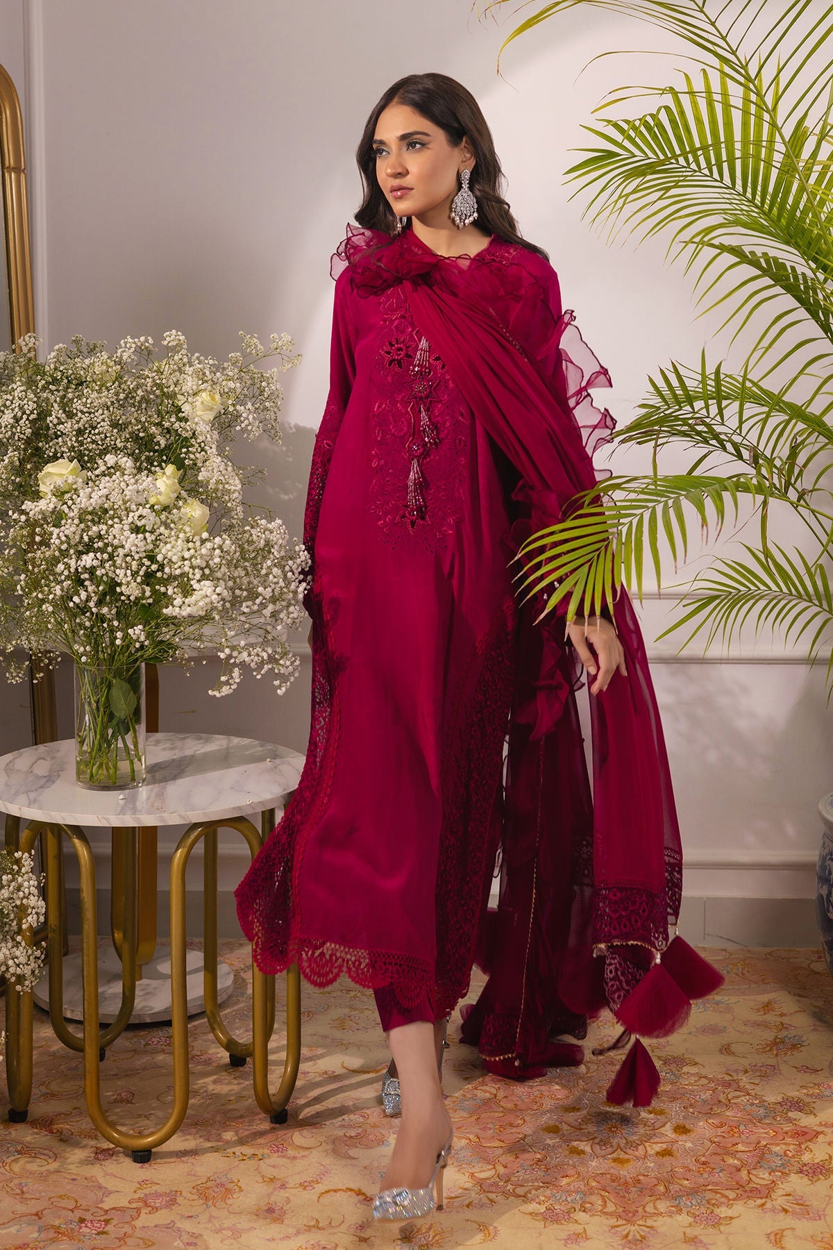 Annus Abrar | Sera Luxury | Ashni - Cranberry by Annus Abrar - Designer Dress - Type: Ladies Clothes - Available at Libayah - 100% Original