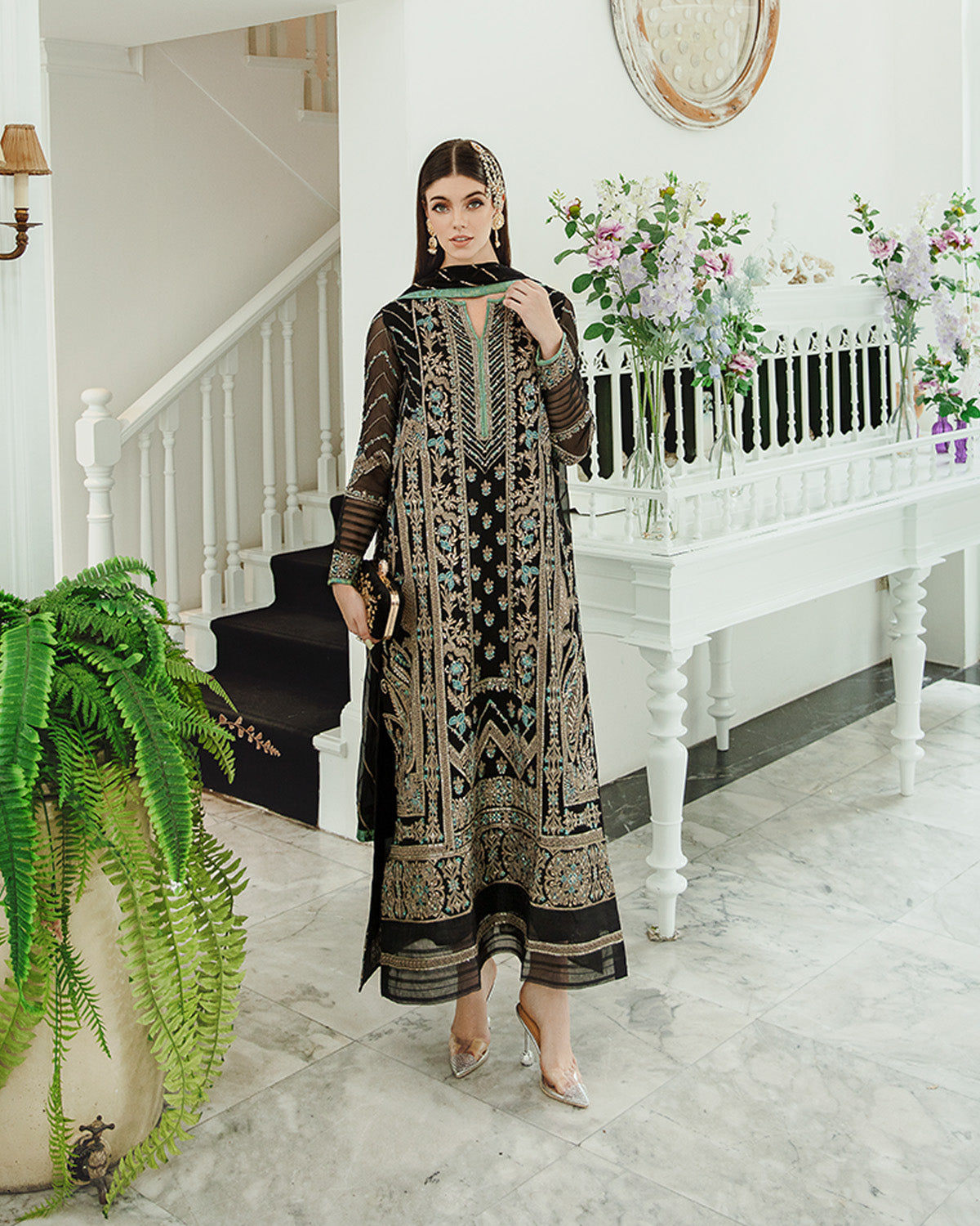 Maryum n Maria | Freesia Ariya Formals | SW23-507 - Black - Iman by Maryam N Maria - Designer Dress - Type: Ladies Clothes - Available at Libayah - 100% Original