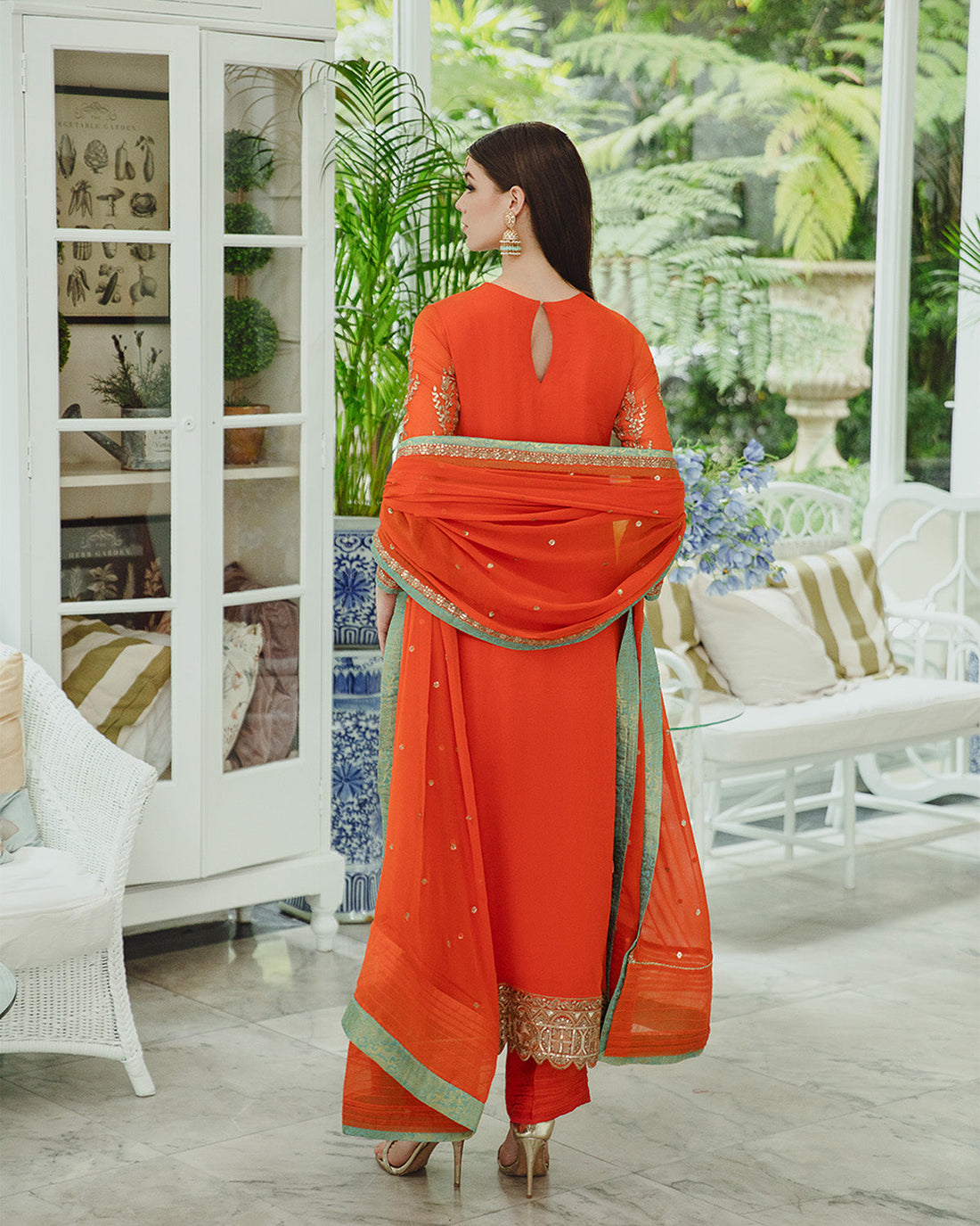 Maryum n Maria | Freesia Ariya Formals | SW23-509 - Tiger Orange - Mina by Maryam N Maria - Designer Dress - Type: Ladies Clothes - Available at Libayah - 100% Original