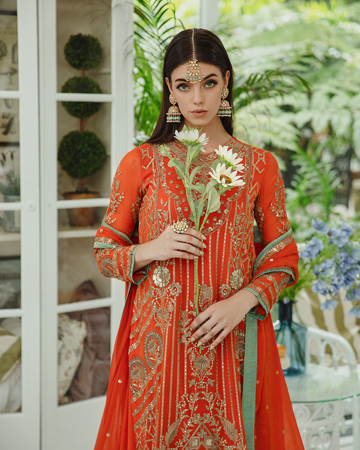 Maryum n Maria | Freesia Ariya Formals | SW23-509 - Tiger Orange - Mina by Maryam N Maria - Designer Dress - Type: Ladies Clothes - Available at Libayah - 100% Original