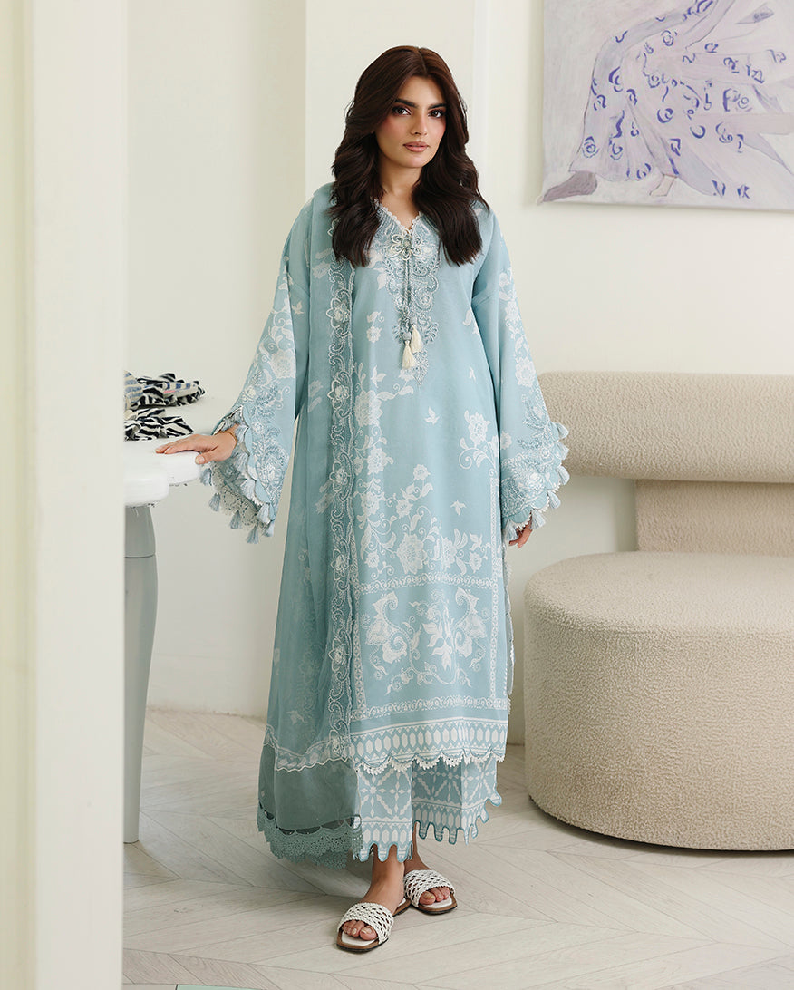 Roheenaz | Petals in Print | Azure Botanica by Roheenaz - Designer Dress  - Type : Ladies Clothes - Available at Libayah - 100% Original 