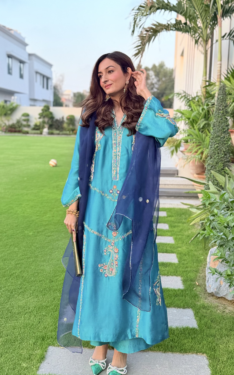 Asifa and Nabeel | Silk Edit 26 | Azure Radiance - Designer Dress - Type : Ladies Clothes - Available at Libayah - 100% Original