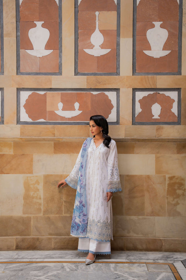 Azzal | Lawn 25 | IVORY by Azzal - Designer Dress  - Type : Ladies Clothes - Available at Libayah - 100% Original 