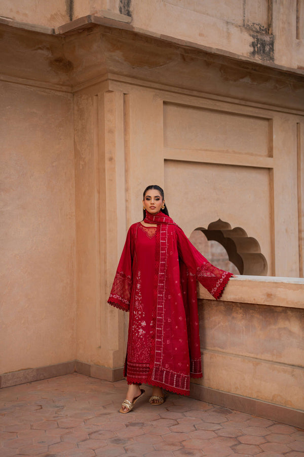 Azzal | Lawn 25 | CRIMSON by Azzal - Designer Dress  - Type : Ladies Clothes - Available at Libayah - 100% Original 