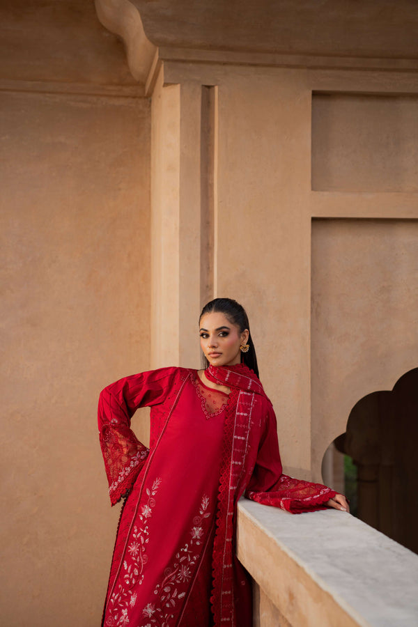 Azzal | Lawn 25 | CRIMSON by Azzal - Designer Dress  - Type : Ladies Clothes - Available at Libayah - 100% Original 