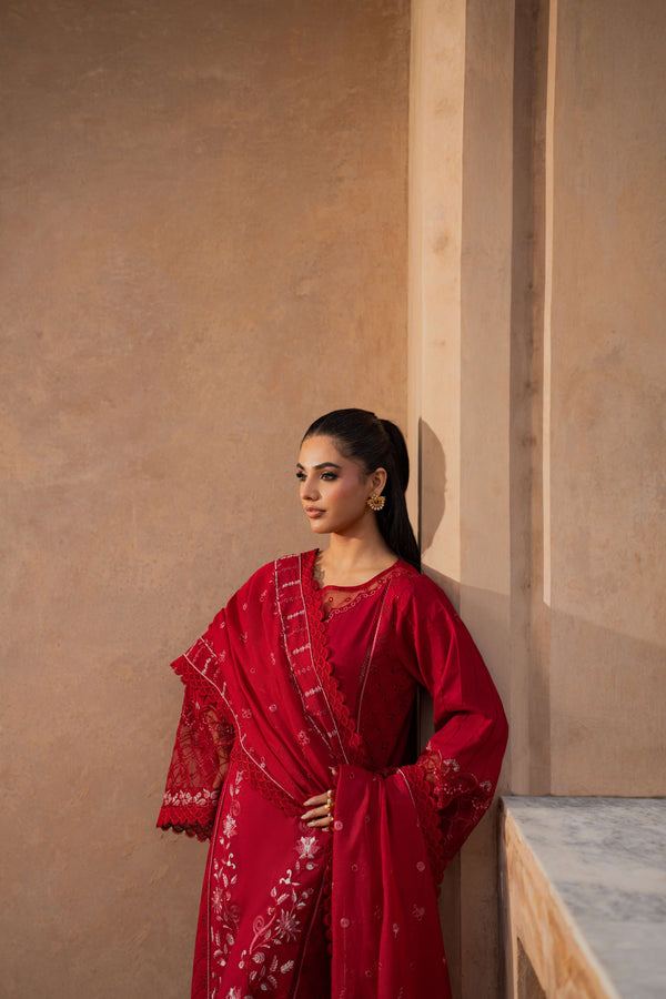Azzal | Lawn 25 | CRIMSON by Azzal - Designer Dress  - Type : Ladies Clothes - Available at Libayah - 100% Original 