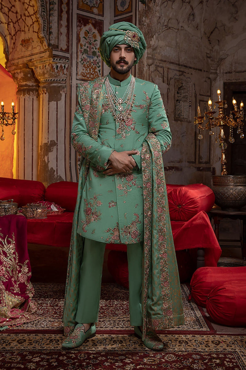 Pakistani Menswear | Mina Kashif | Sherwani D-03 by Libayah - Designer Dress - Type: Menswear - Available at Libayah - 100% Original
