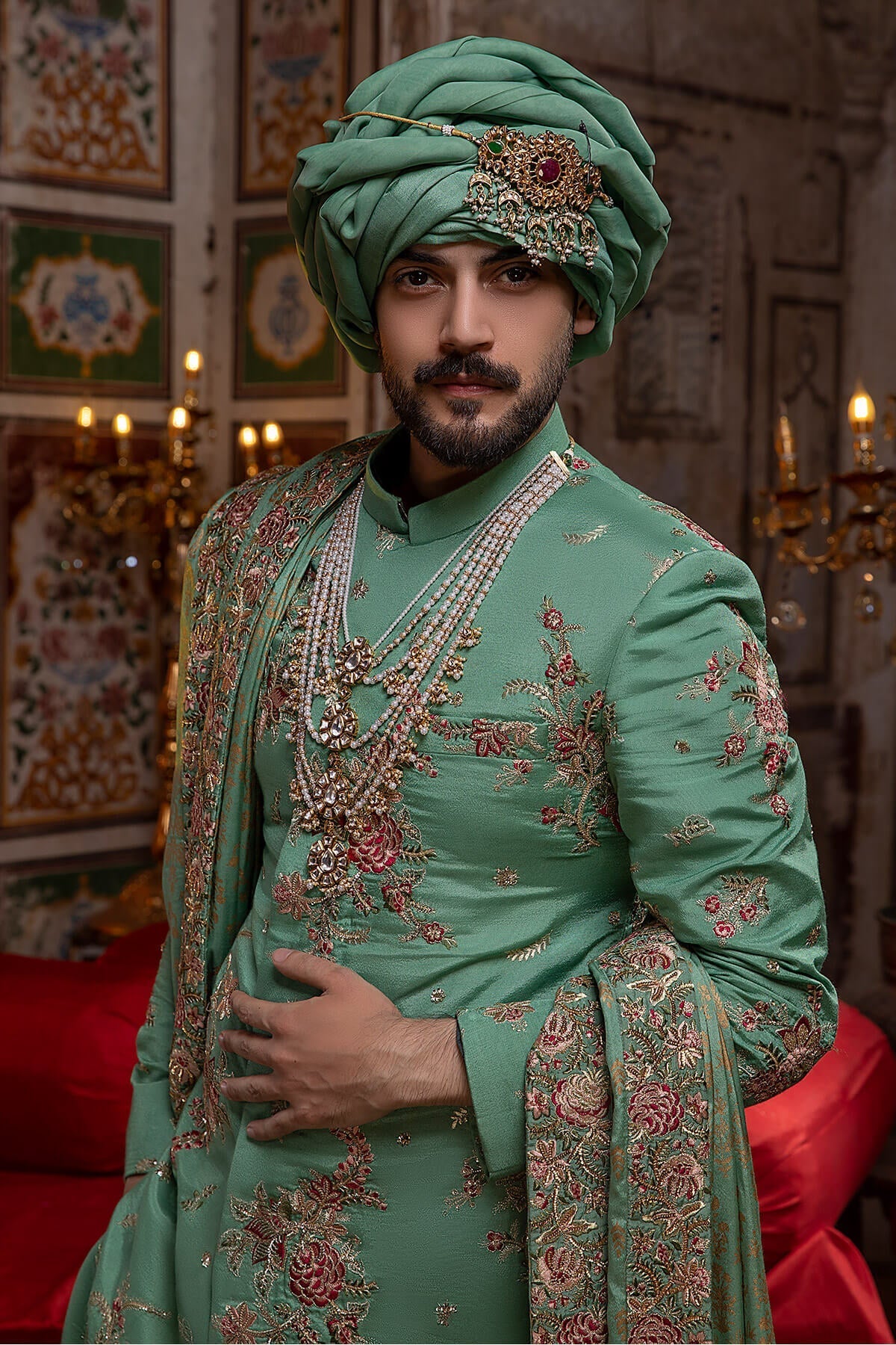 Pakistani Menswear | Mina Kashif | Sherwani D-03 by Libayah - Designer Dress - Type: Menswear - Available at Libayah - 100% Original