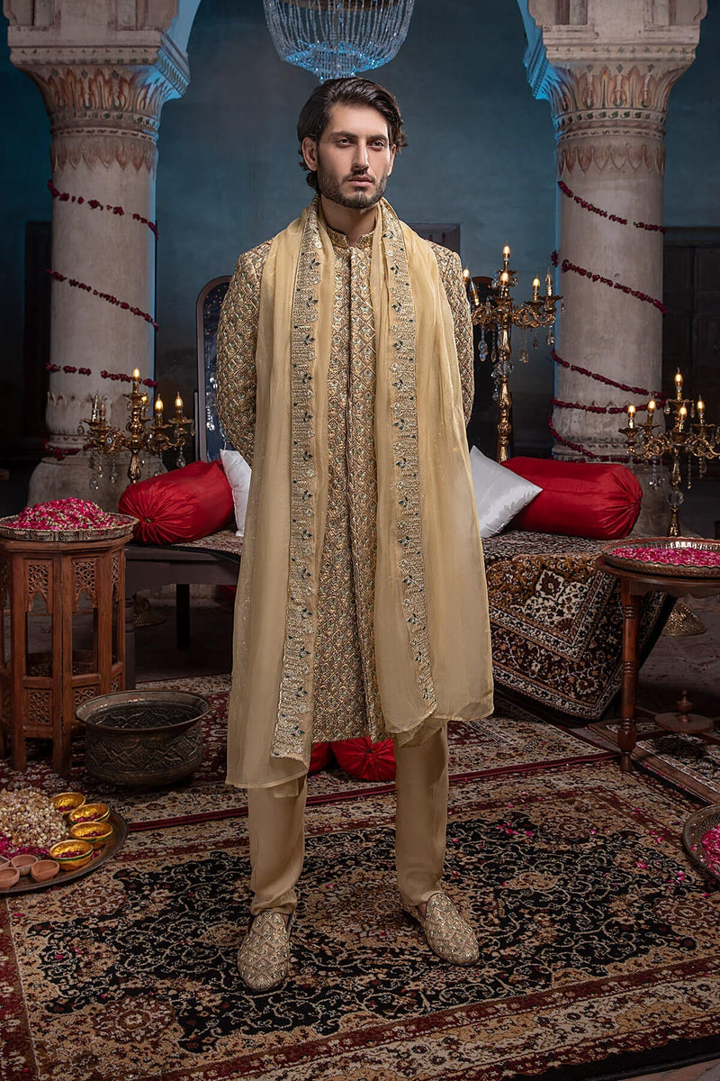 Pakistani Menswear | Mina Kashif | Sherwani D-18 by Libayah - Designer Dress - Type: Menswear - Available at Libayah - 100% Original